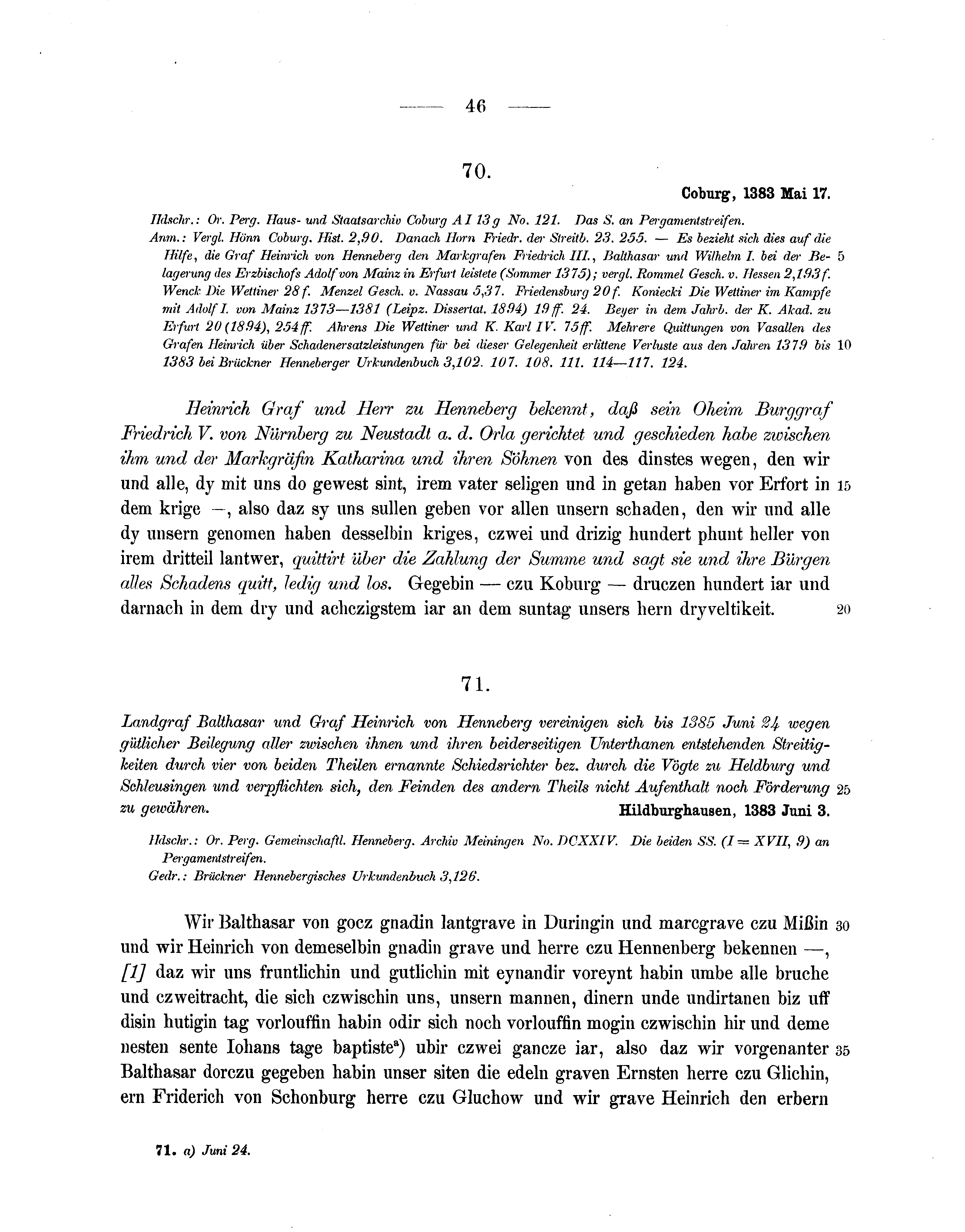 Historische Urkunde Seite 46 aus Band cds1b1