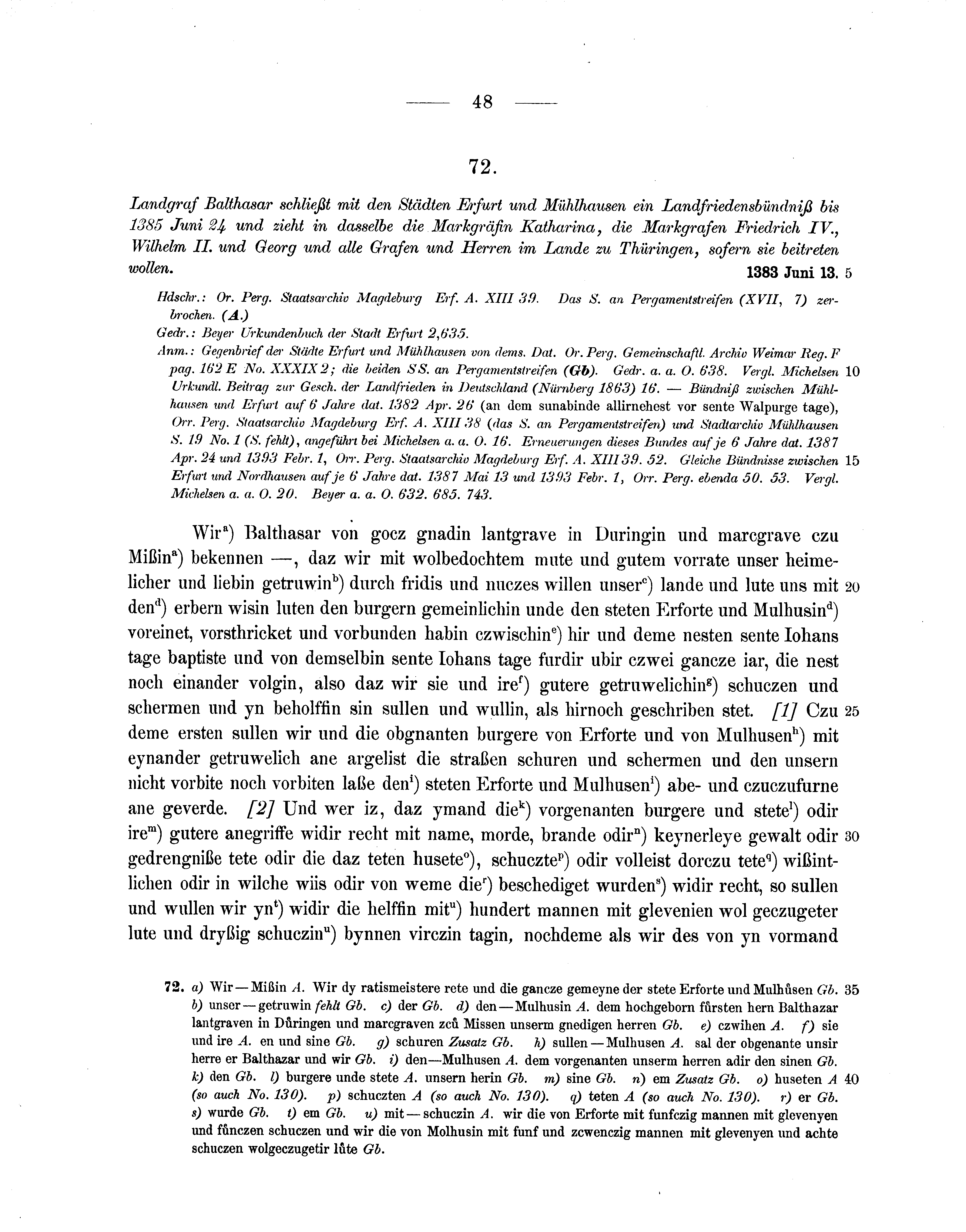 Historische Urkunde Seite 48 aus Band cds1b1