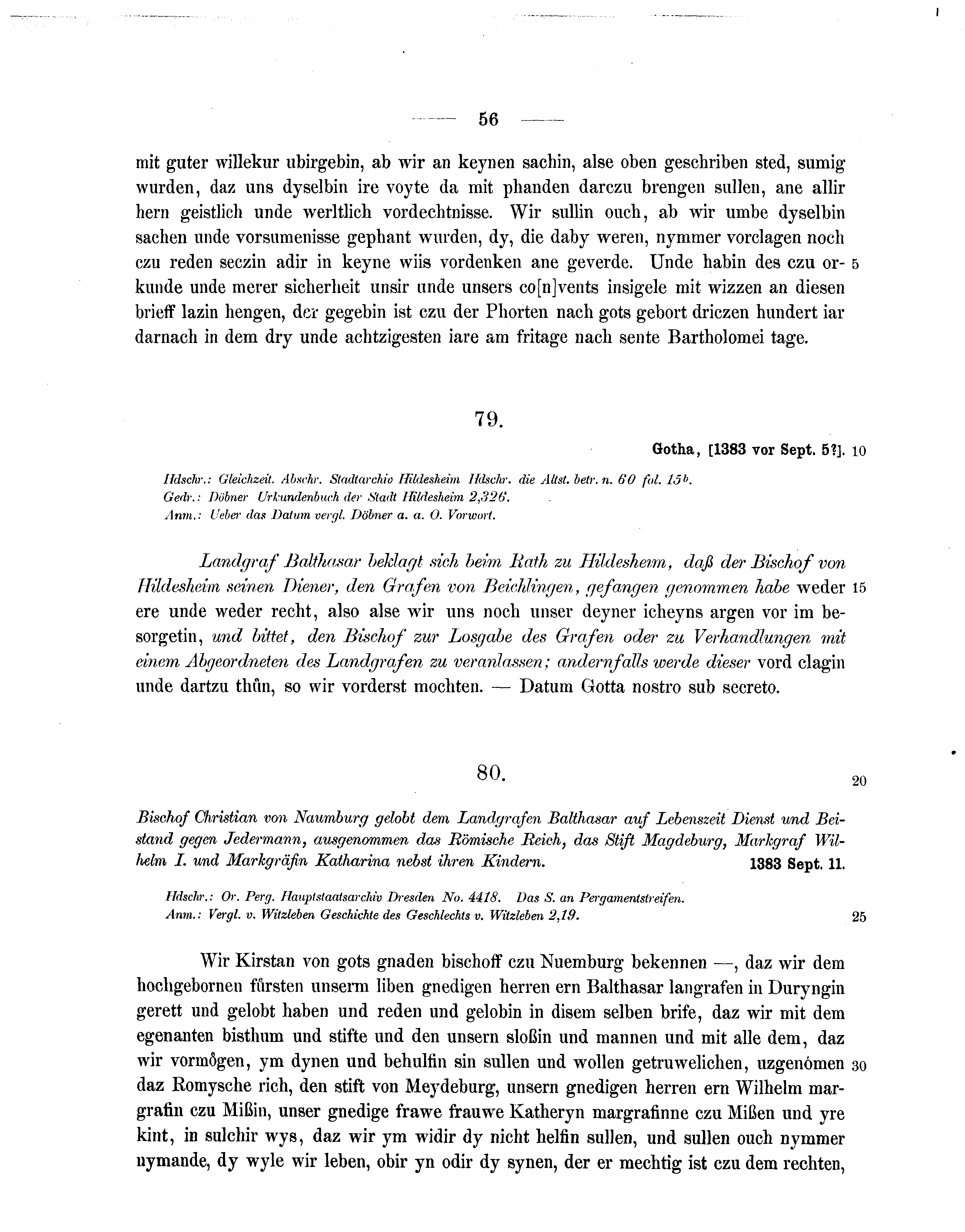 Historische Urkunde Seite 56 aus Band cds1b1