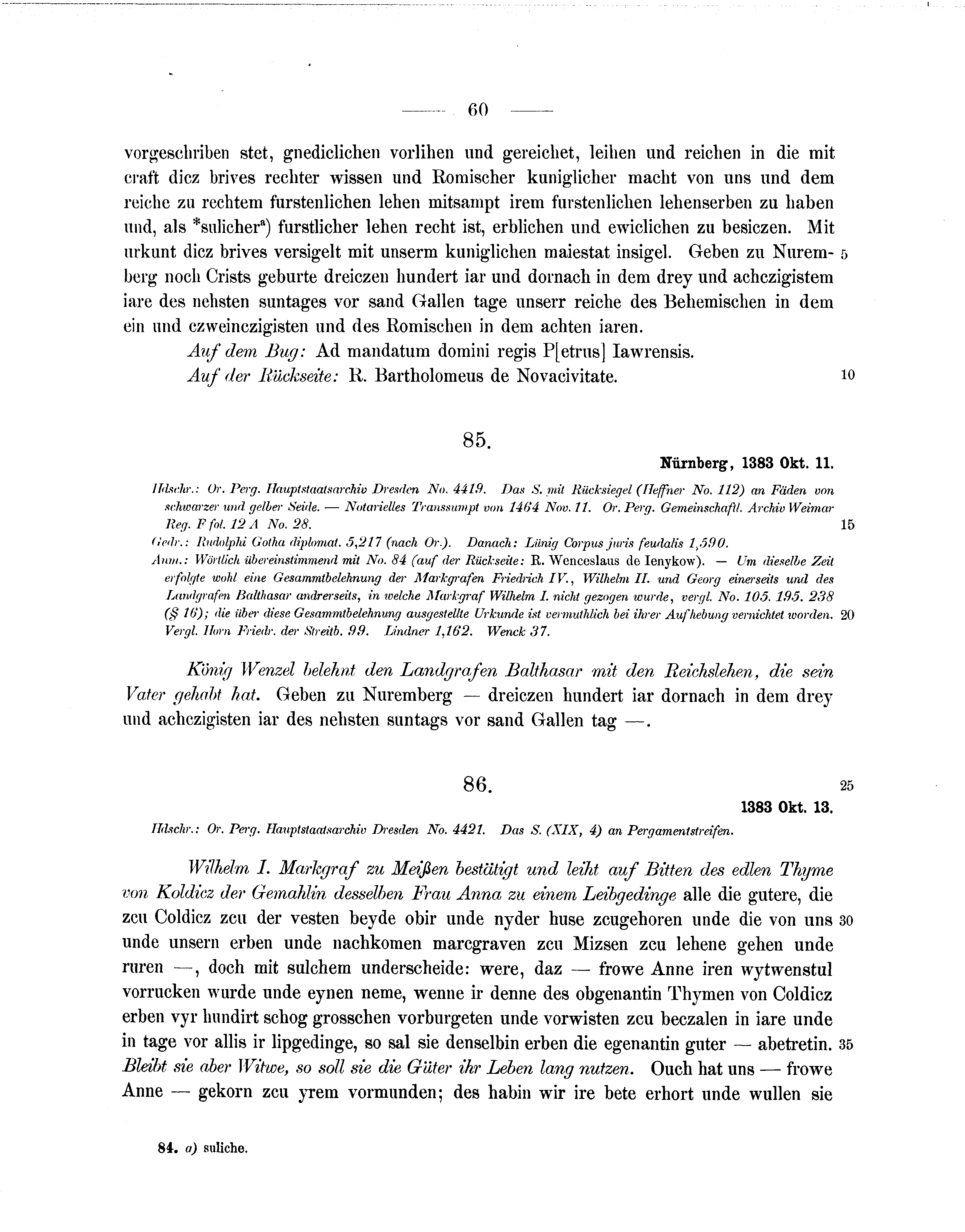 Historische Urkunde Seite 60 aus Band cds1b1