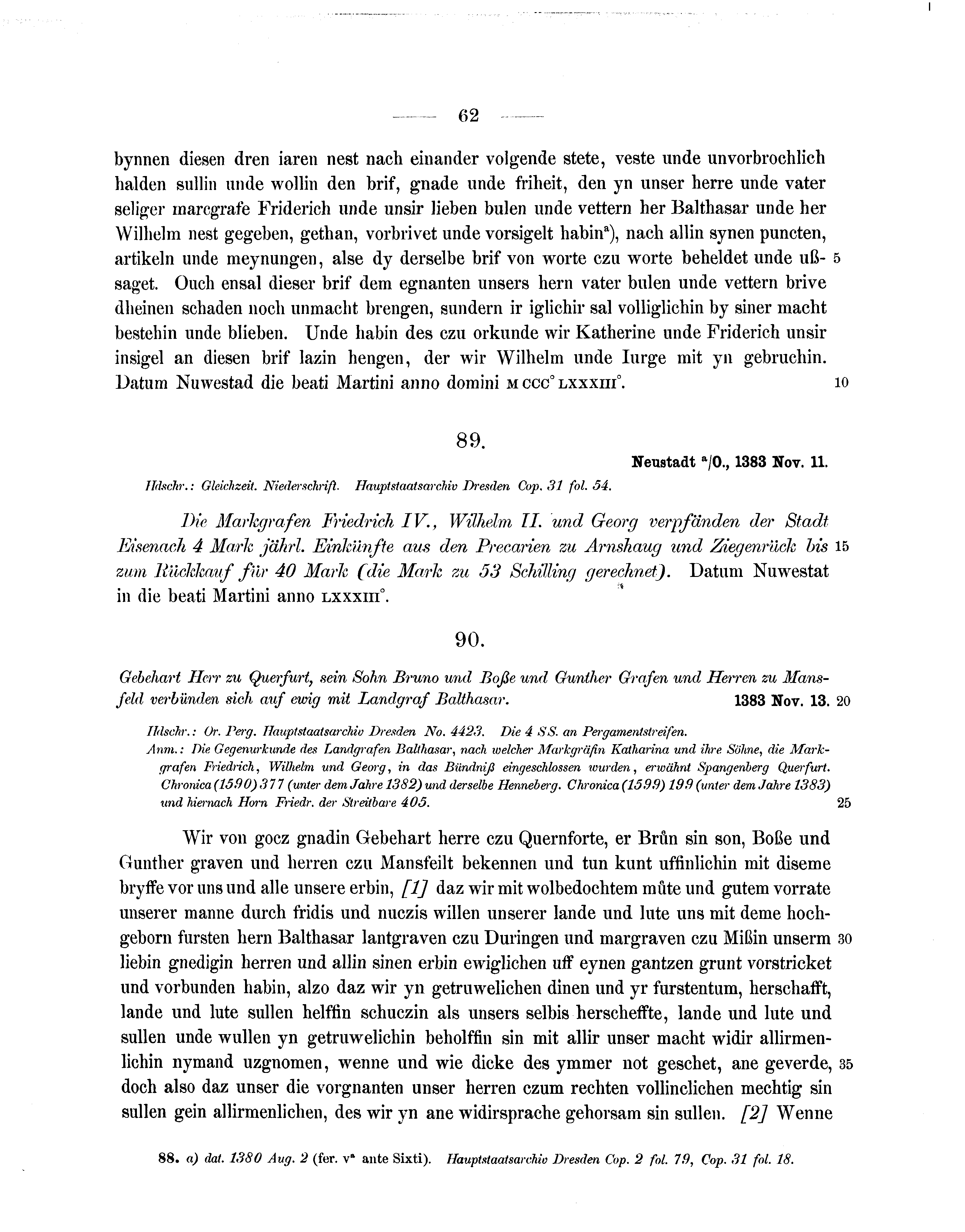 Historische Urkunde Seite 62 aus Band cds1b1