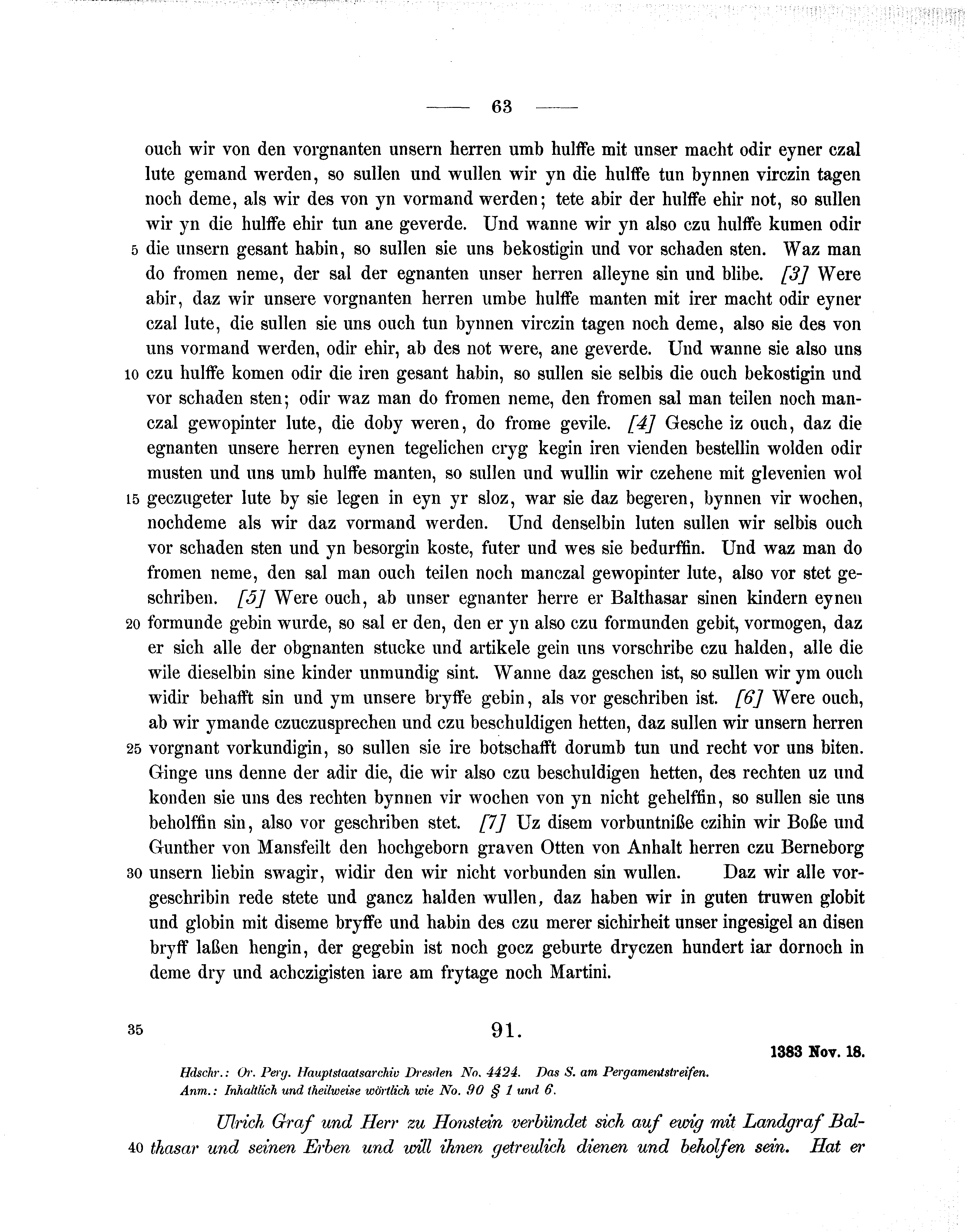 Historische Urkunde Seite 63 aus Band cds1b1