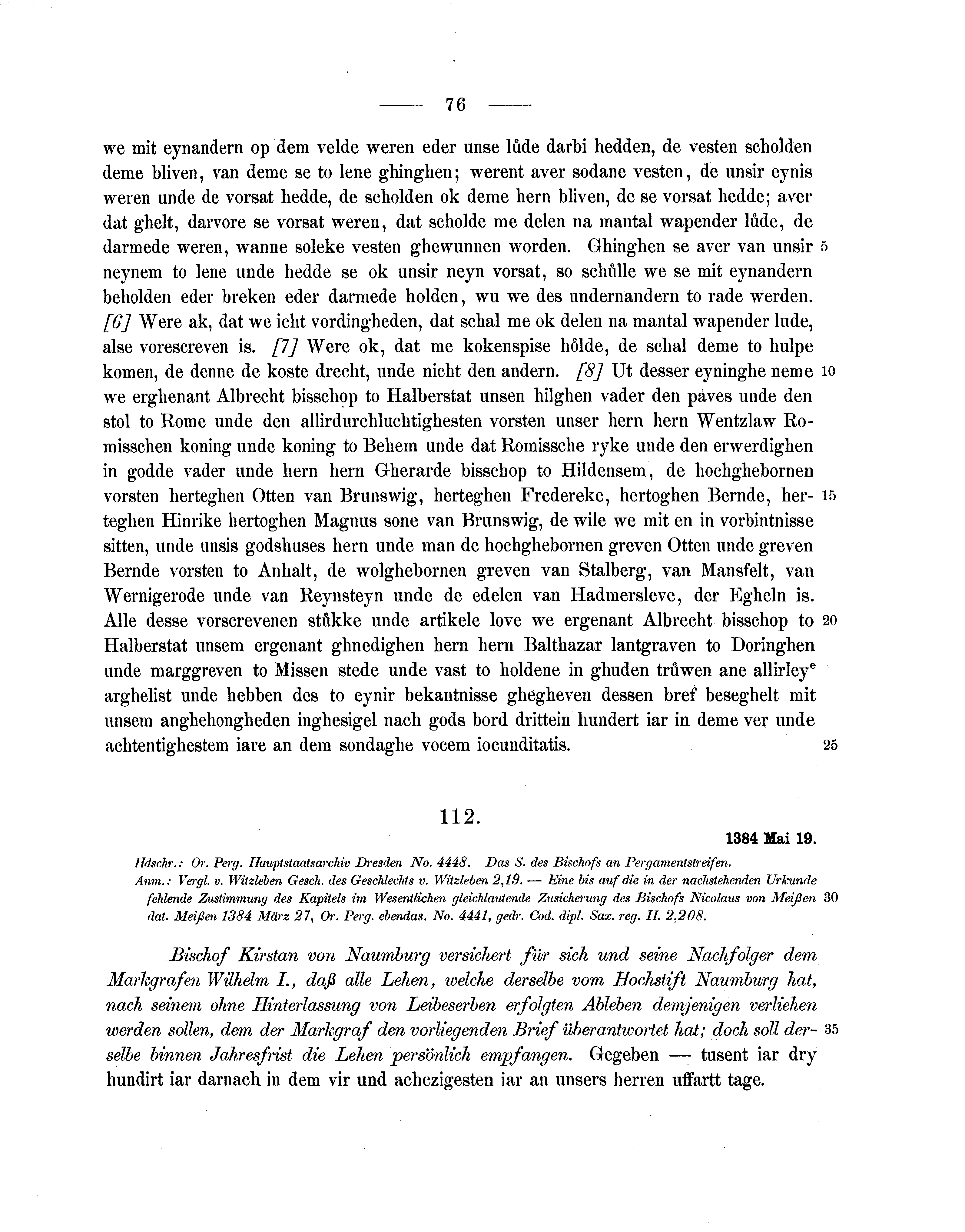 Historische Urkunde Seite 76 aus Band cds1b1