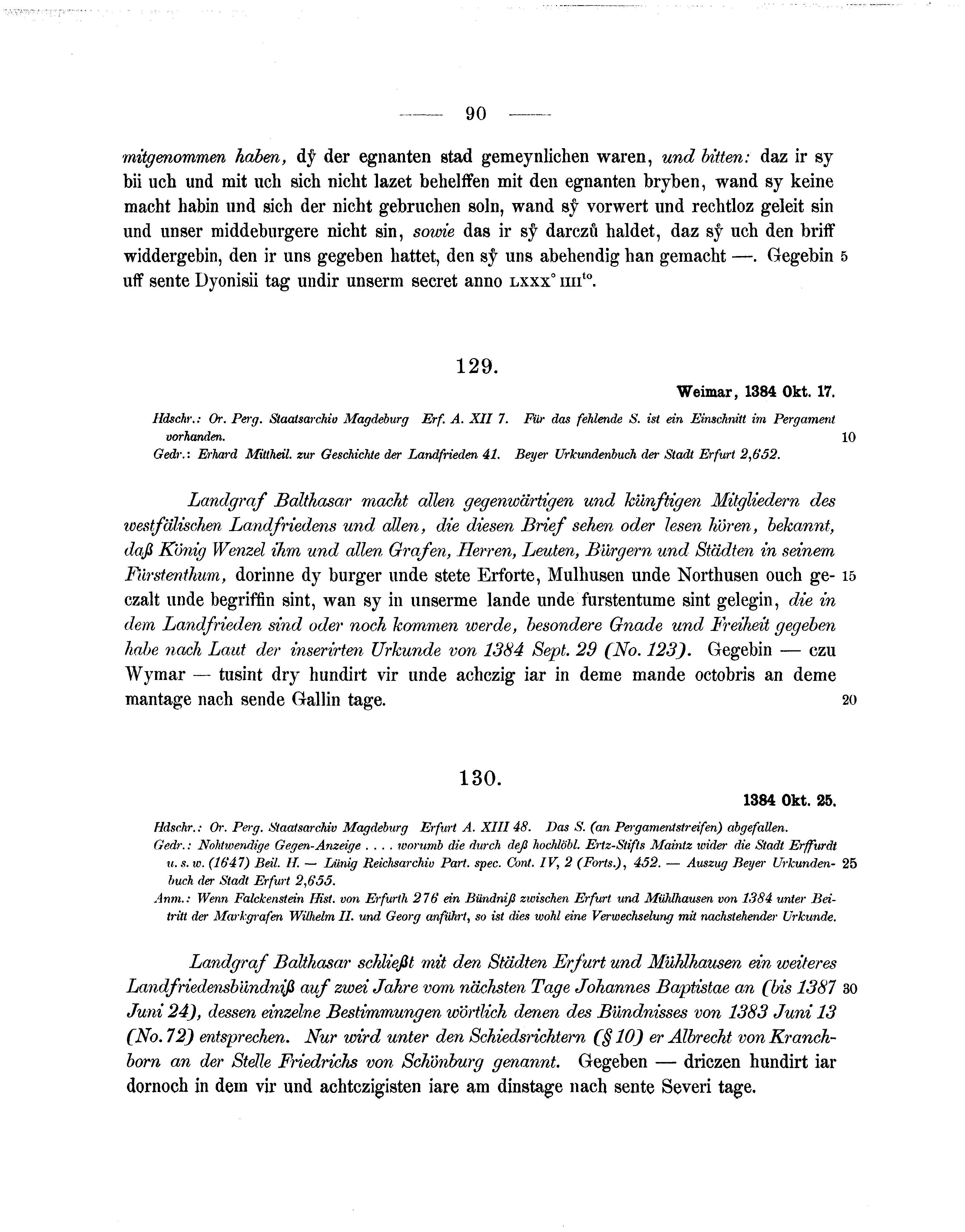 Historische Urkunde Seite 90 aus Band cds1b1