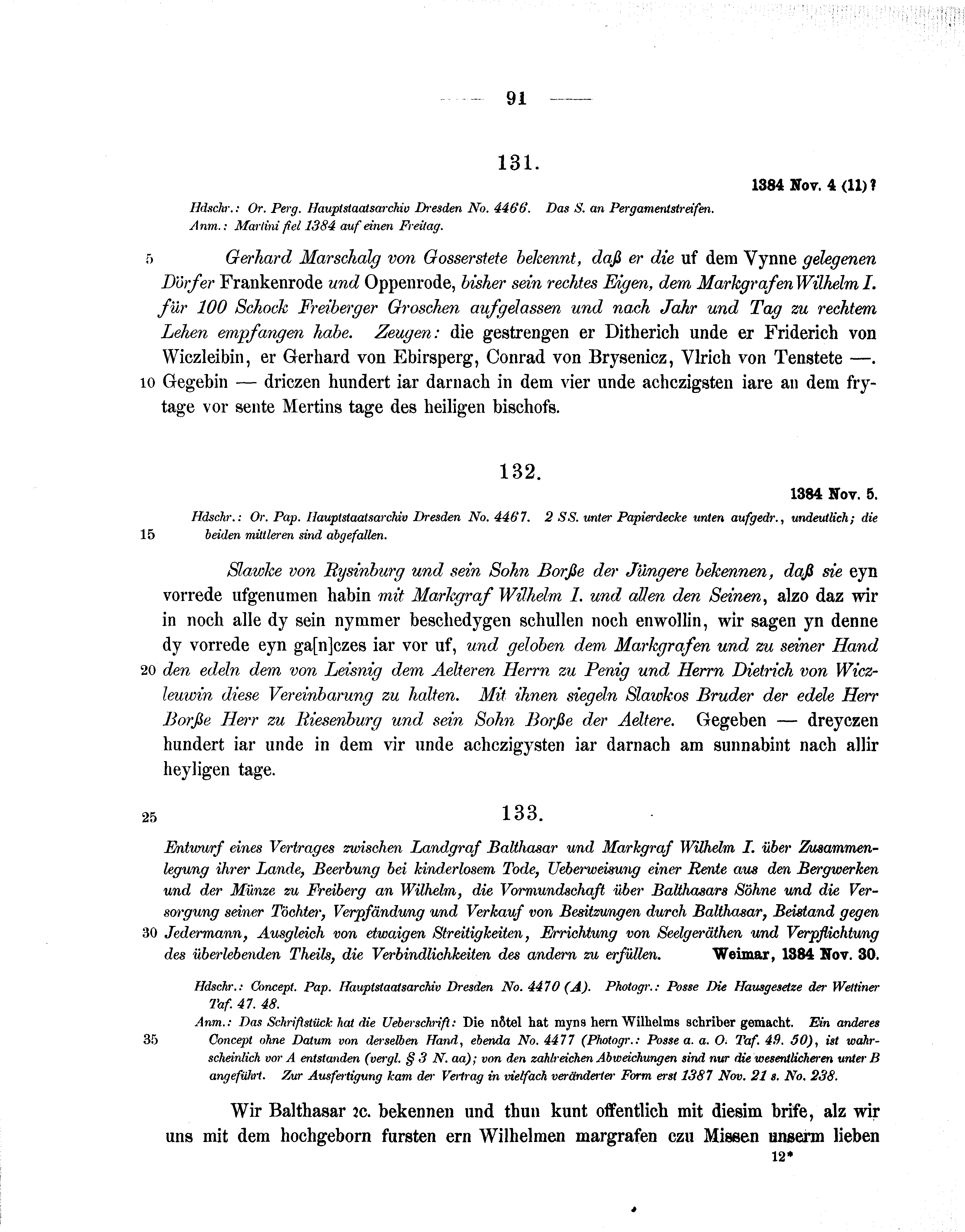 Historische Urkunde Seite 91 aus Band cds1b1