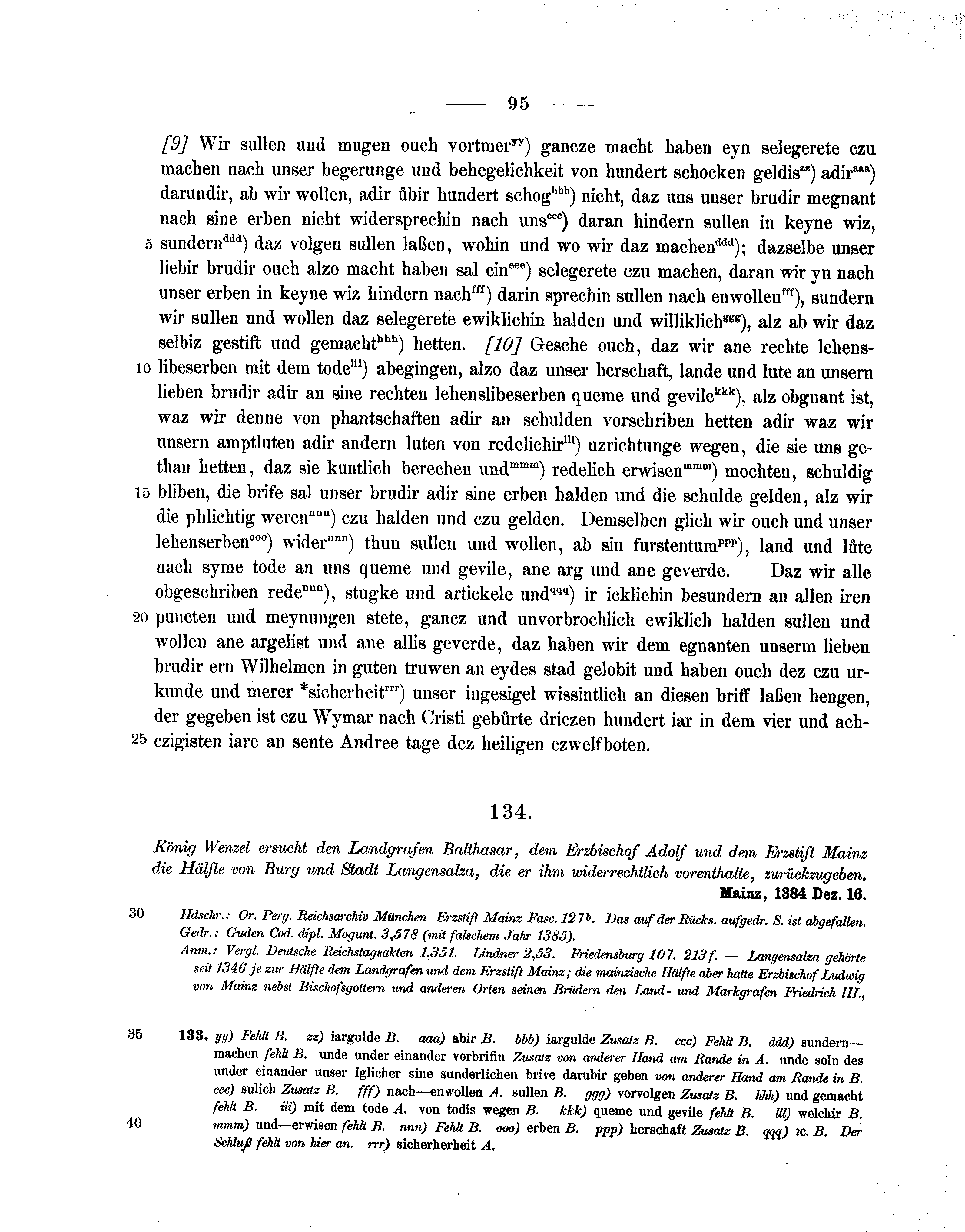 Historische Urkunde Seite 95 aus Band cds1b1