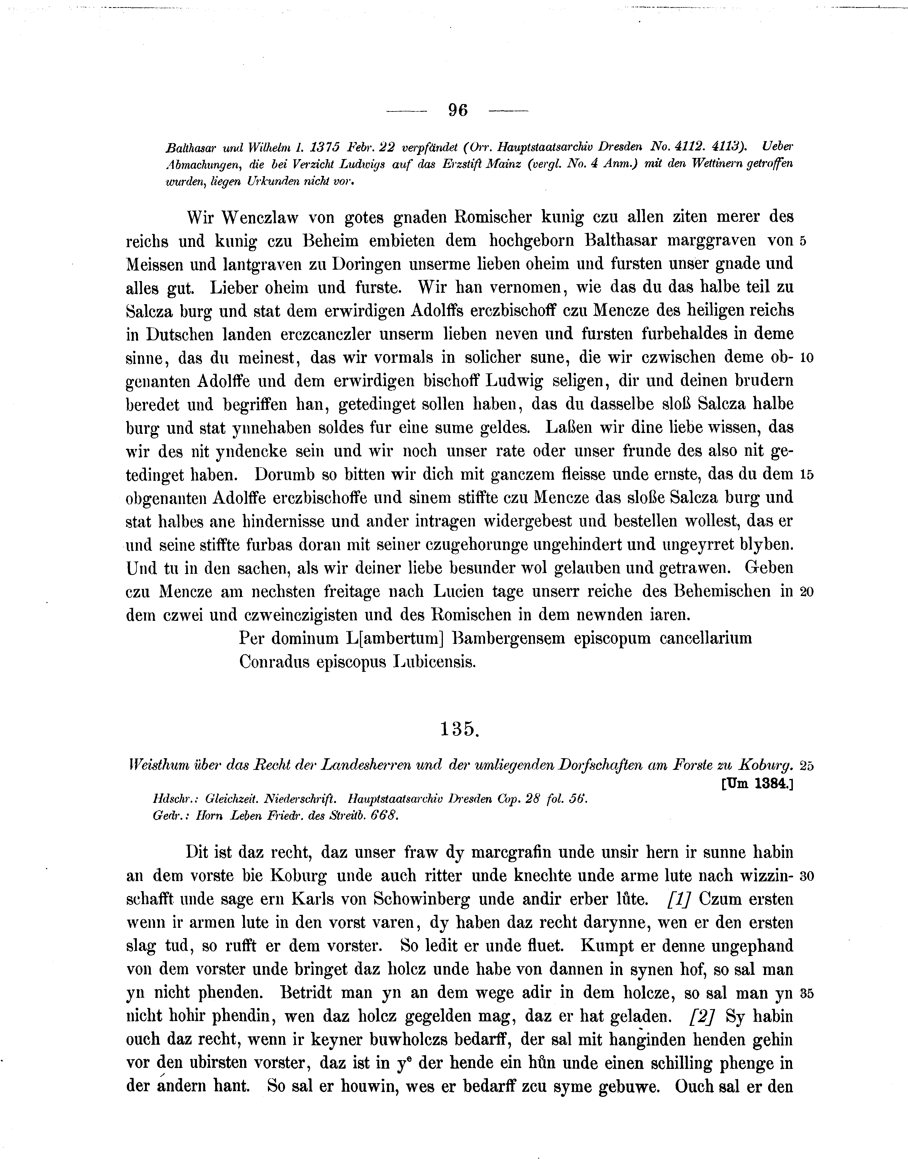 Historische Urkunde Seite 96 aus Band cds1b1