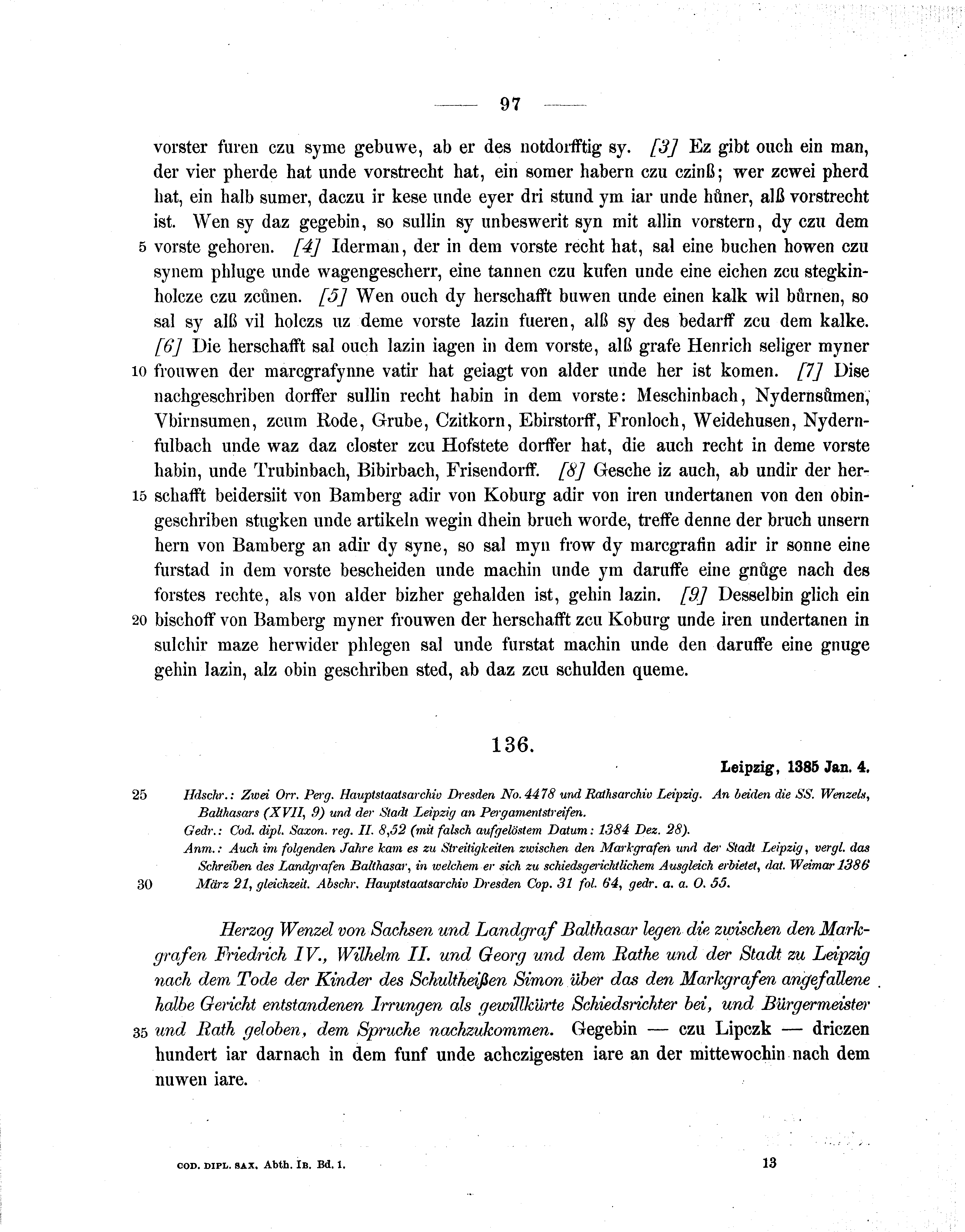 Historische Urkunde Seite 97 aus Band cds1b1