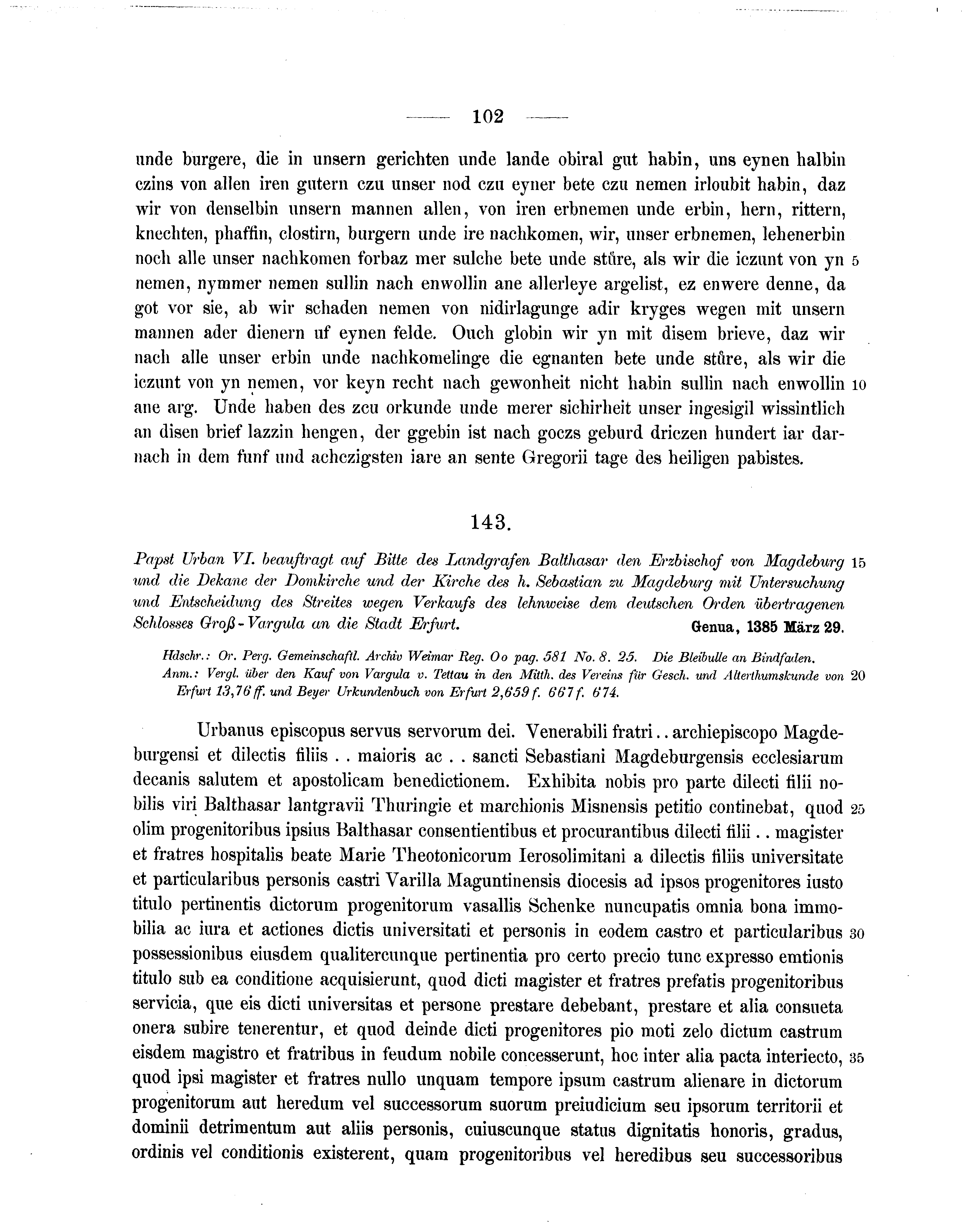 Historische Urkunde Seite 102 aus Band cds1b1