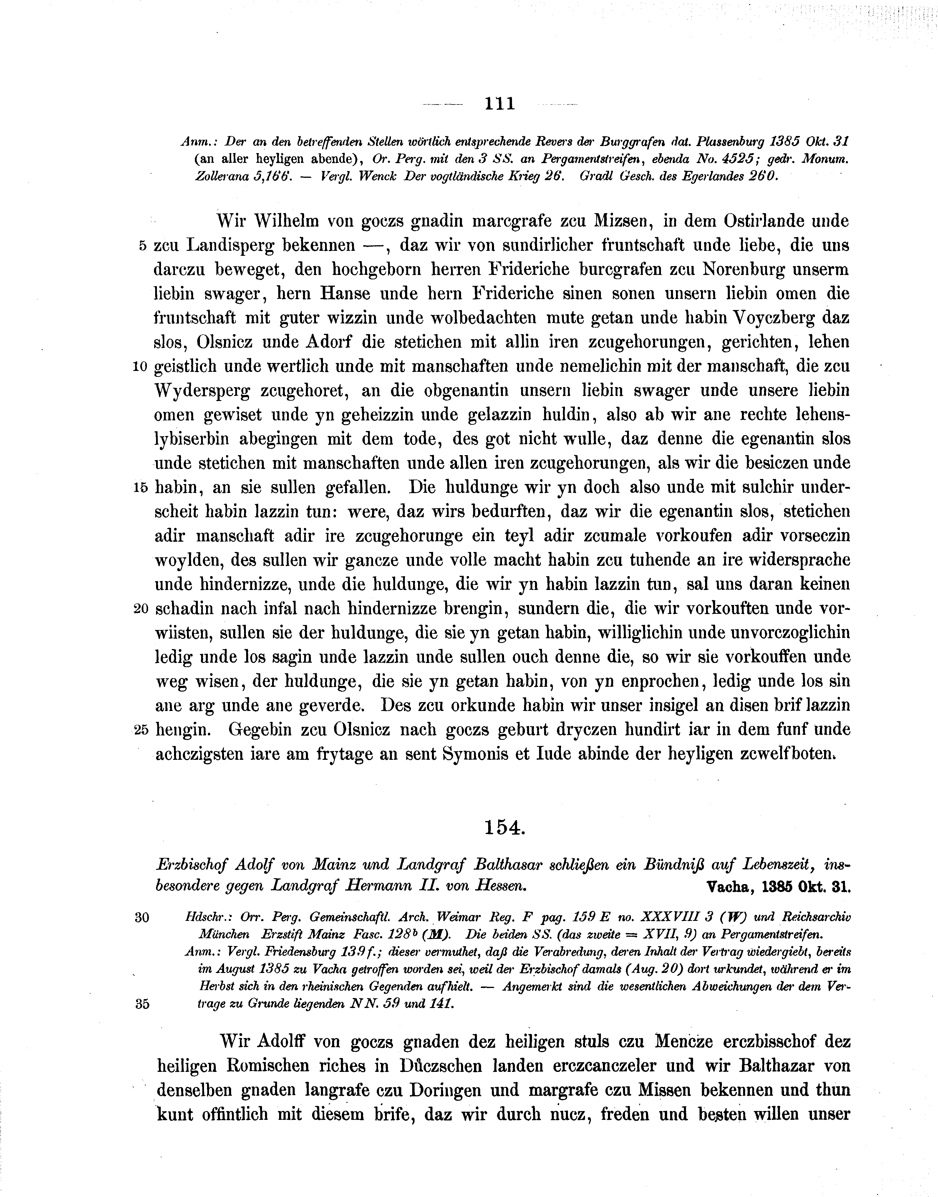 Historische Urkunde Seite 111 aus Band cds1b1
