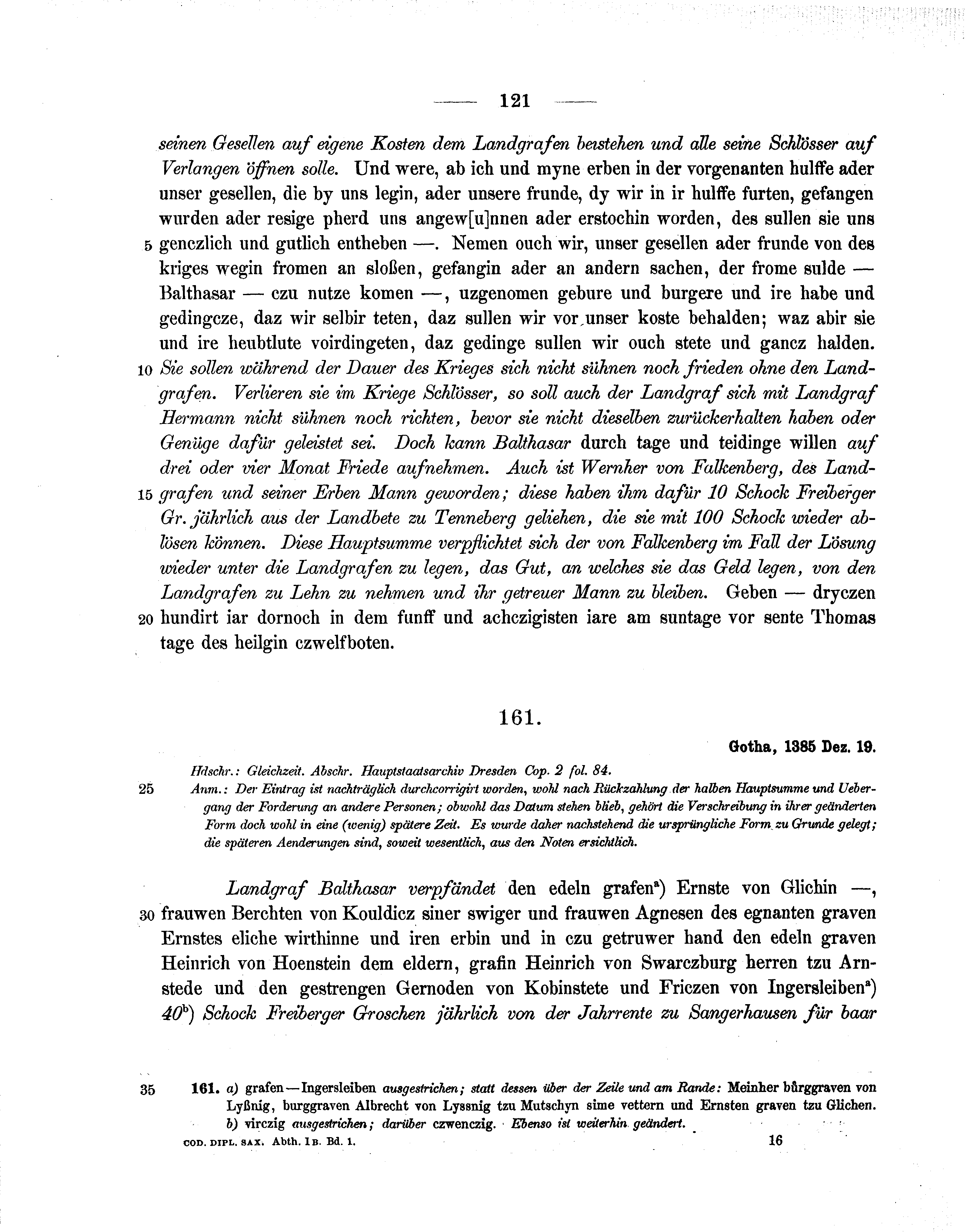 Historische Urkunde Seite 121 aus Band cds1b1