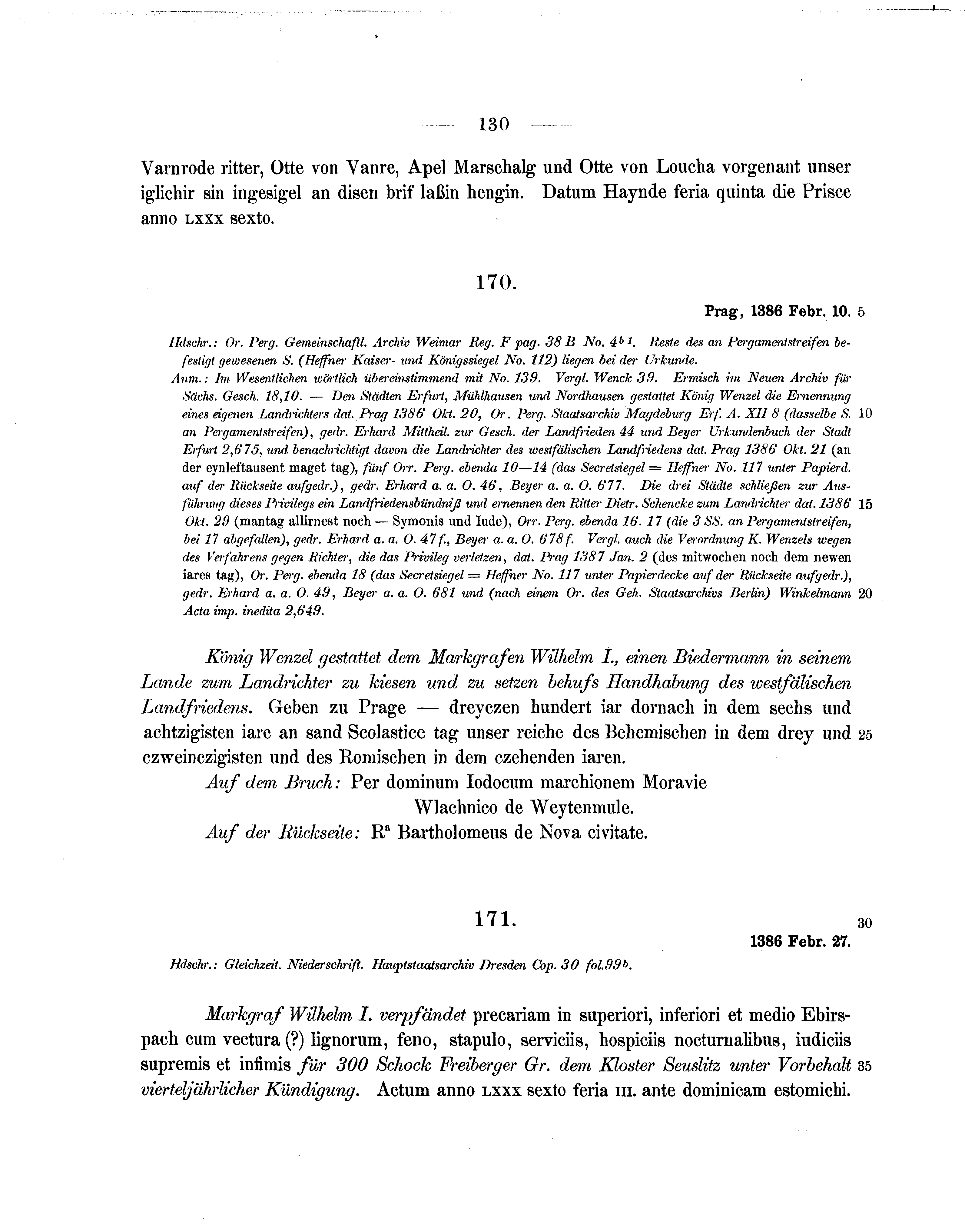 Historische Urkunde Seite 130 aus Band cds1b1