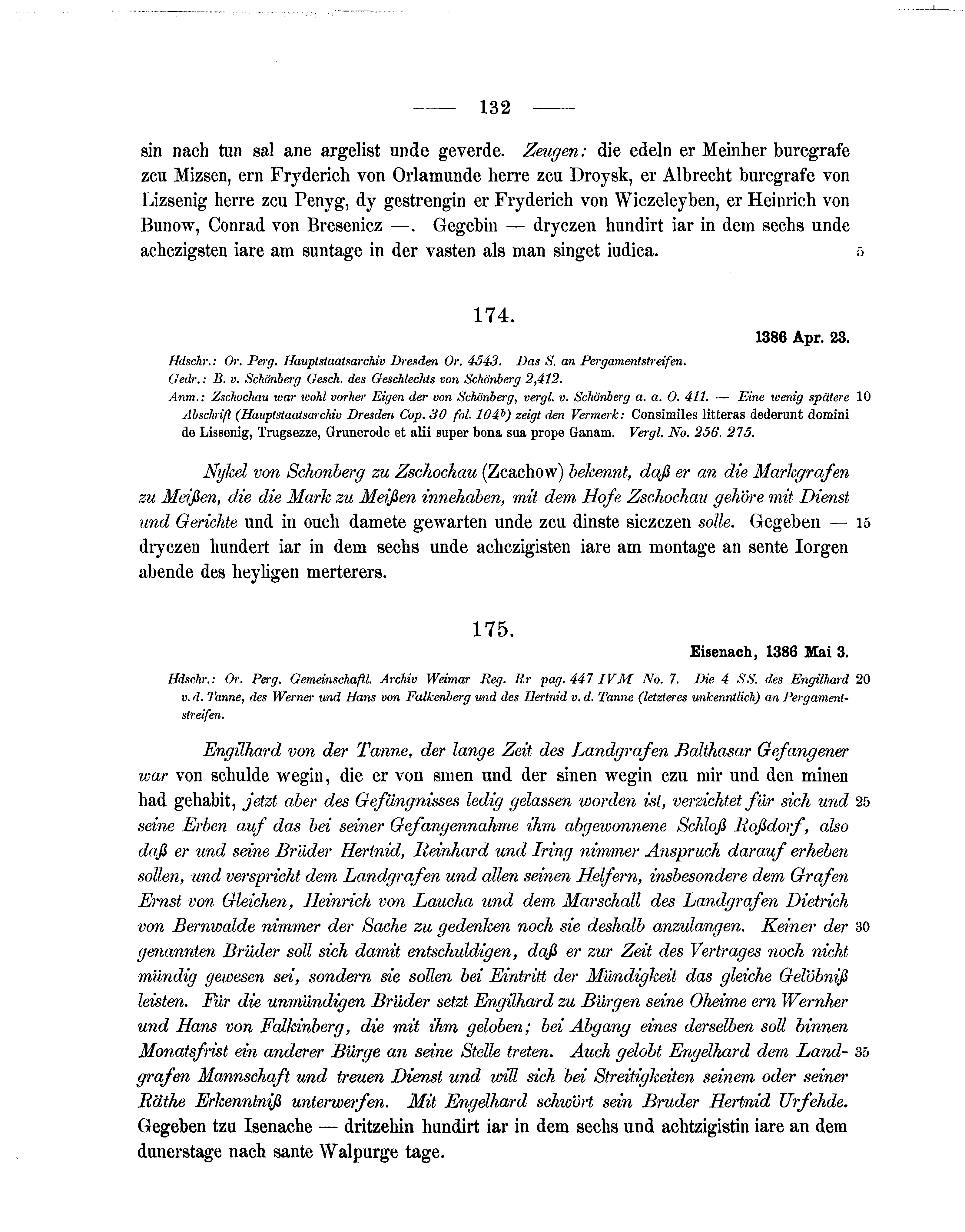 Historische Urkunde Seite 132 aus Band cds1b1