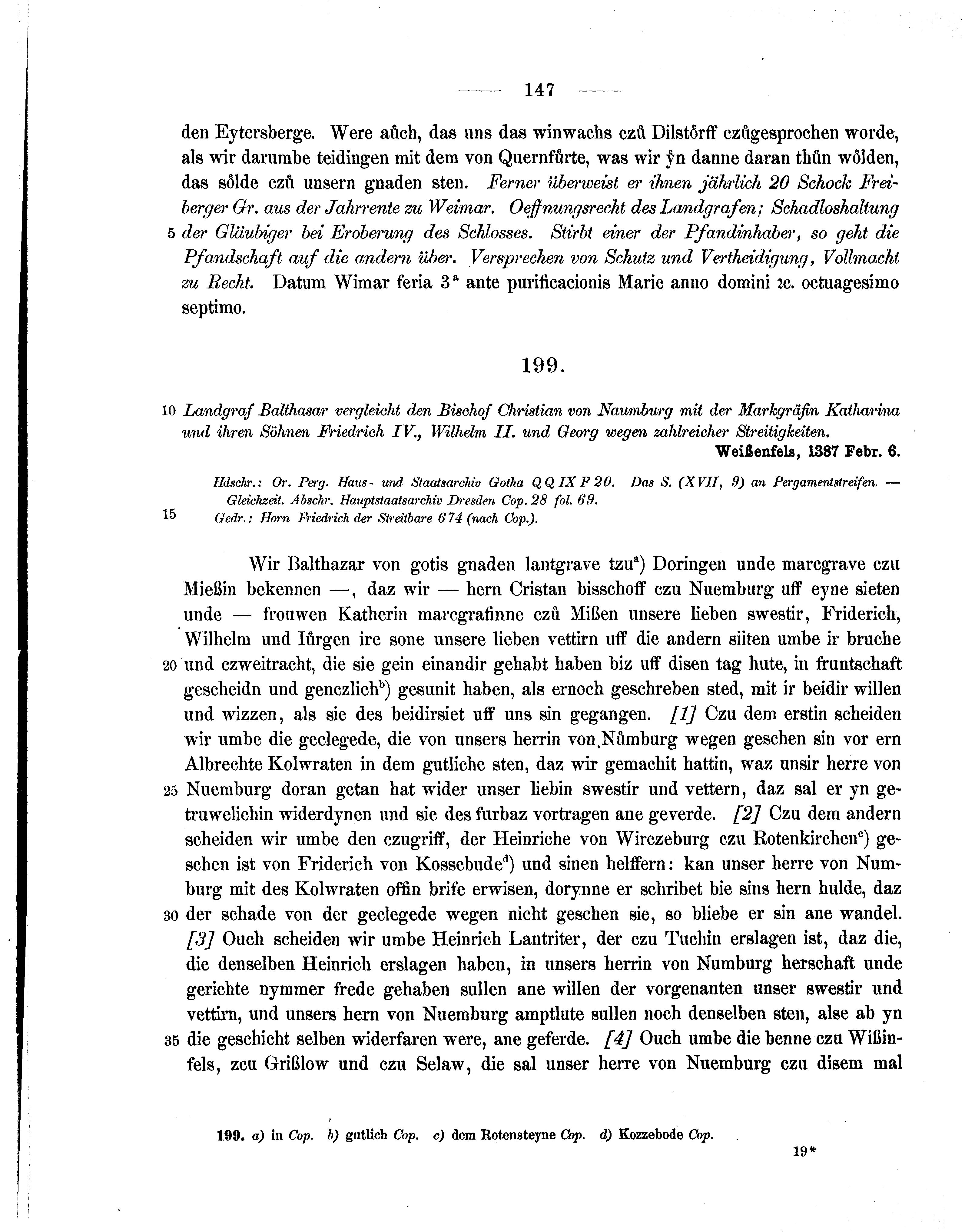 Historische Urkunde Seite 147 aus Band cds1b1