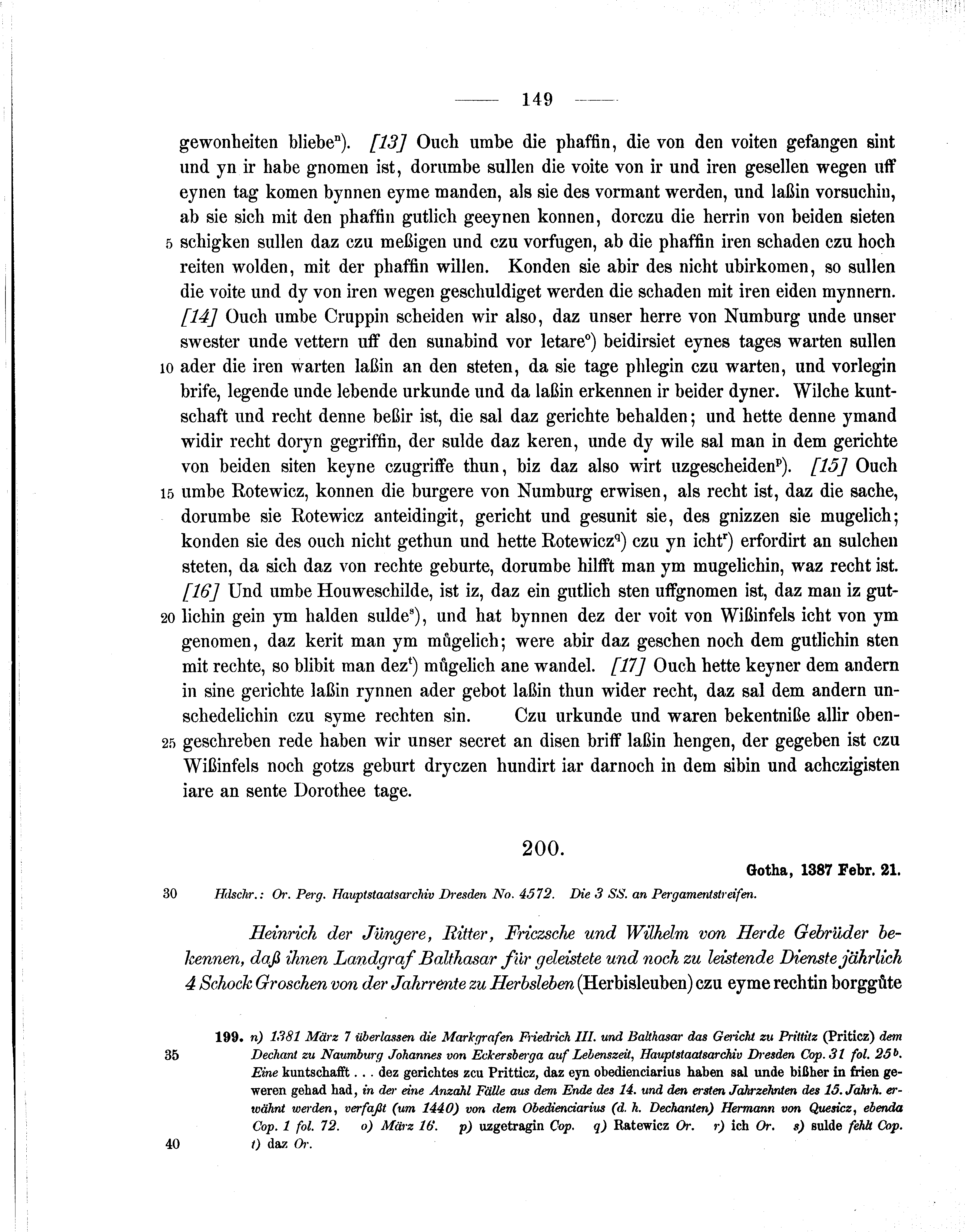Historische Urkunde Seite 149 aus Band cds1b1