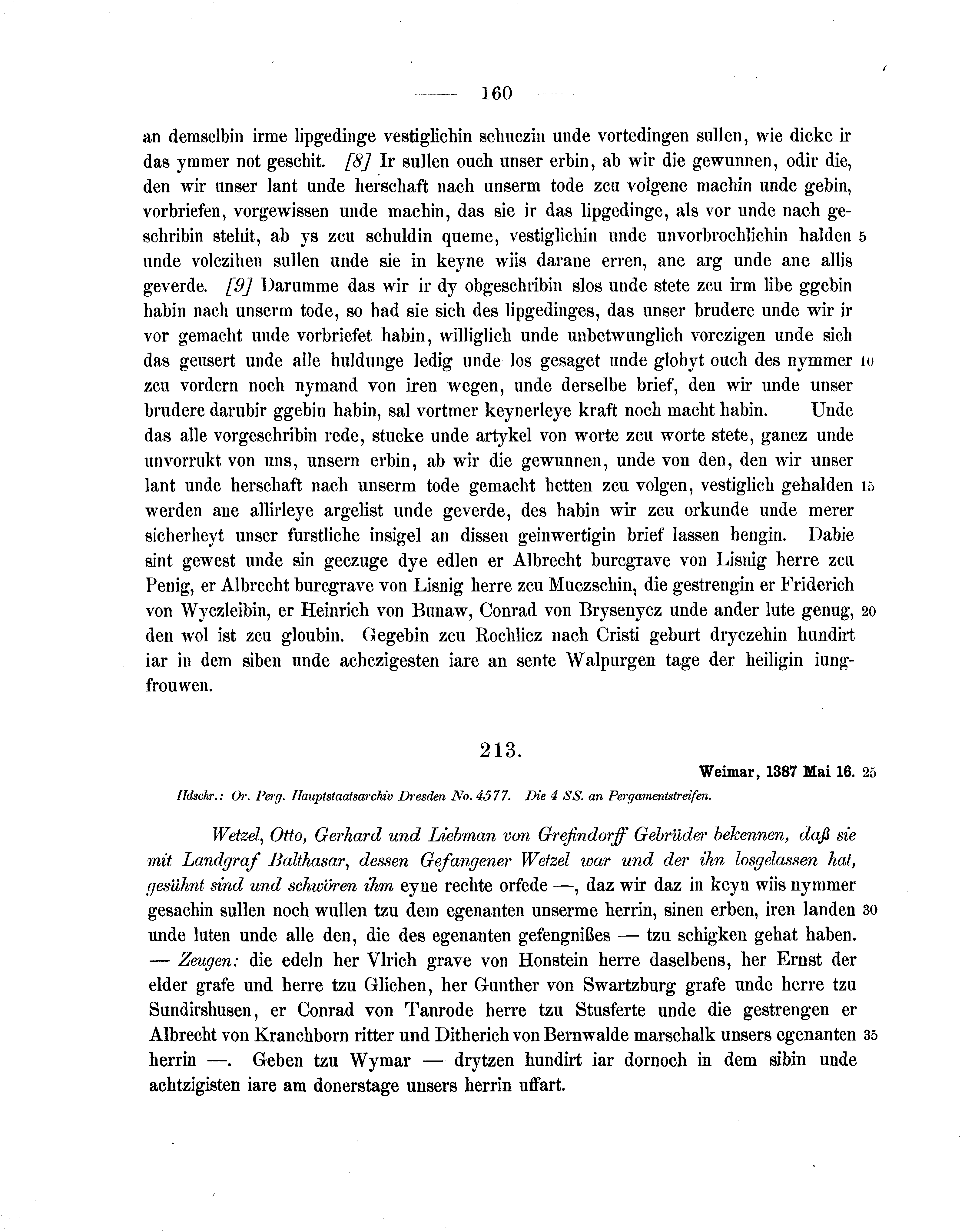 Historische Urkunde Seite 160 aus Band cds1b1