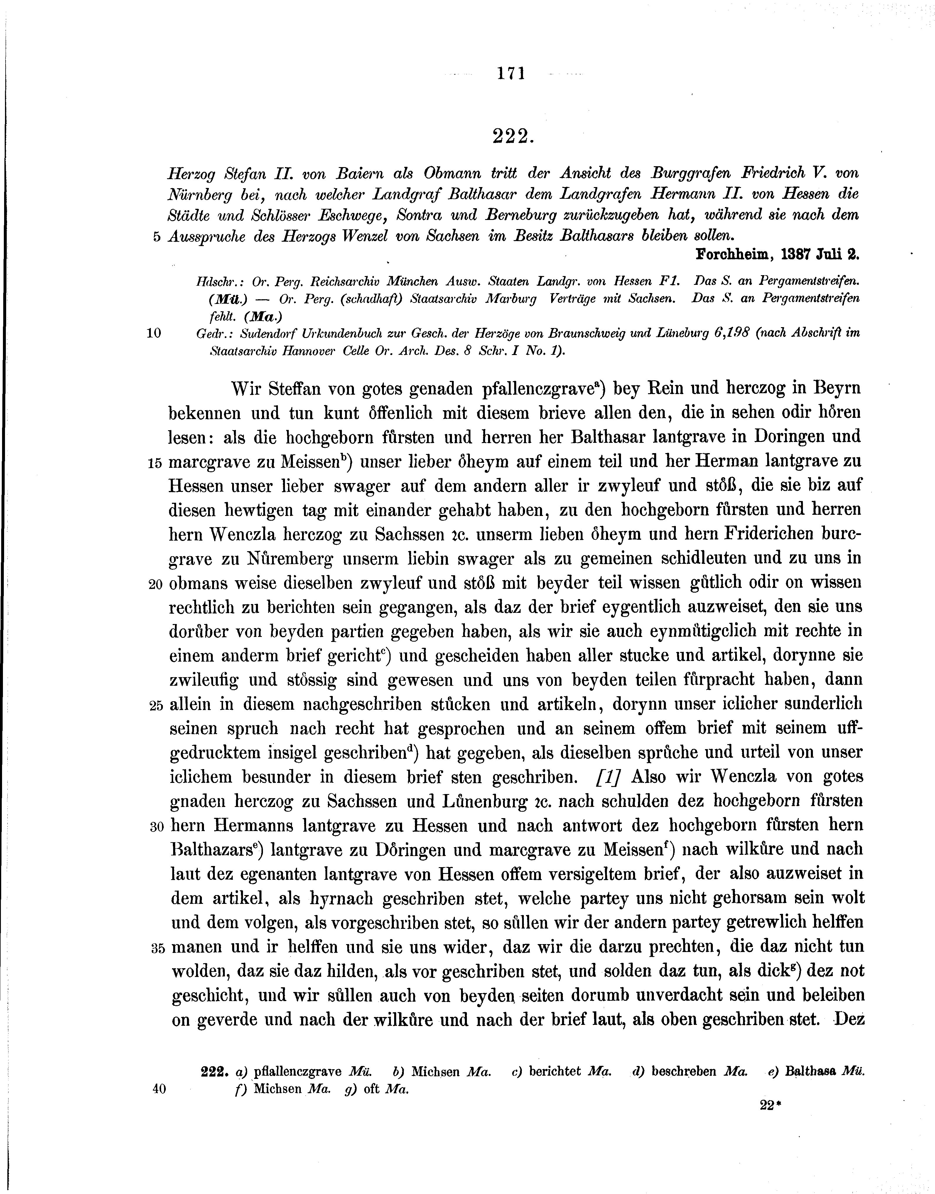 Historische Urkunde Seite 171 aus Band cds1b1