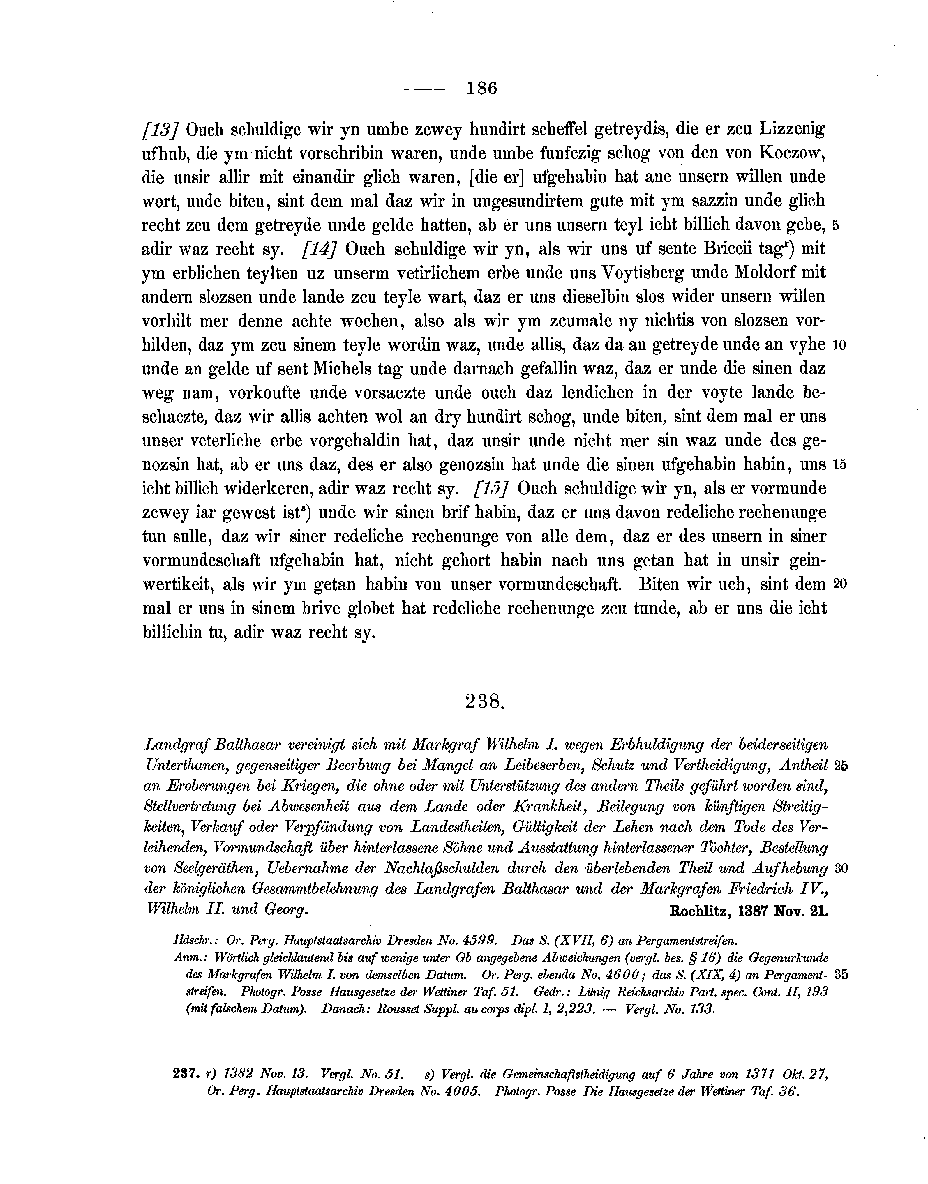 Historische Urkunde Seite 186 aus Band cds1b1