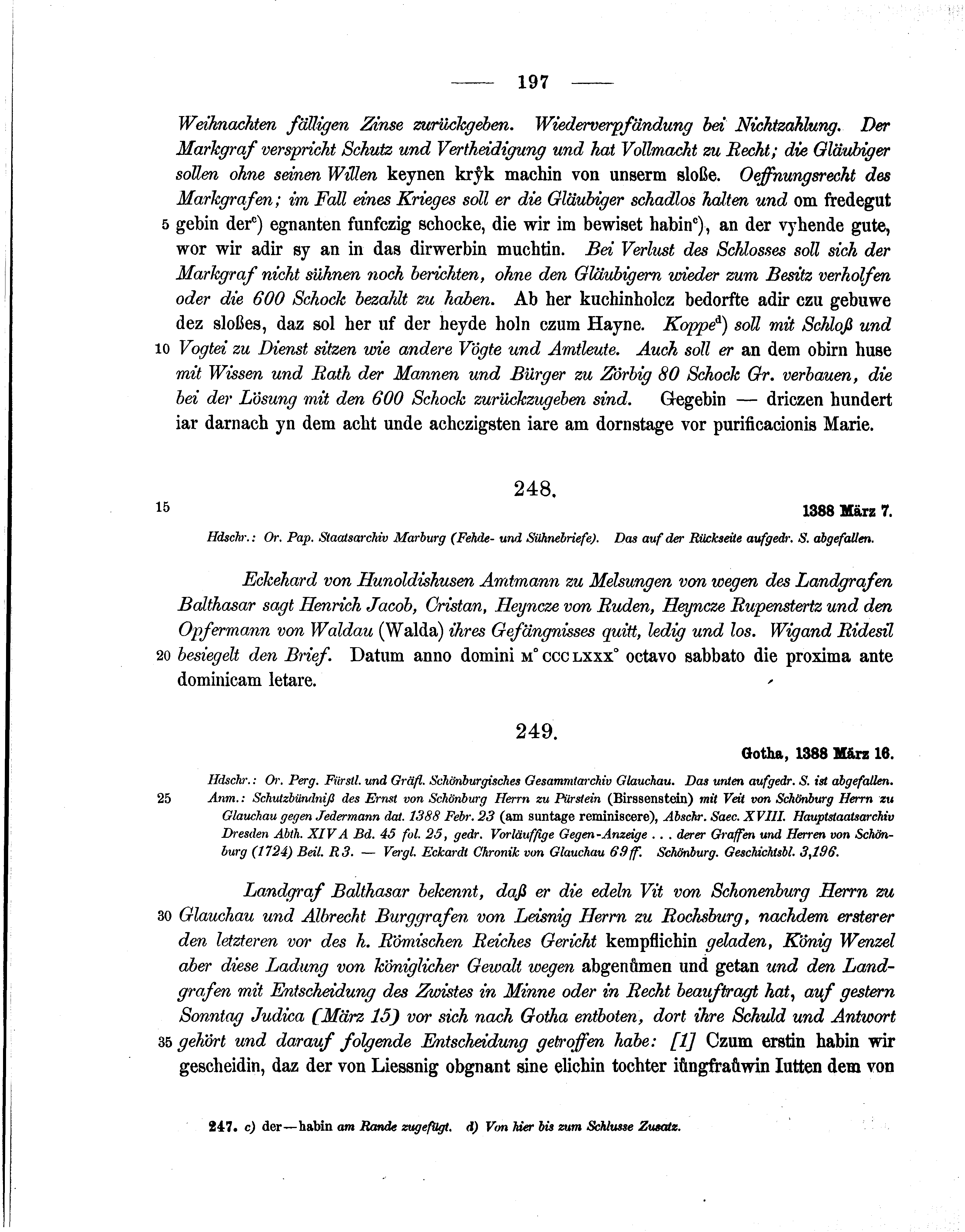 Historische Urkunde Seite 197 aus Band cds1b1