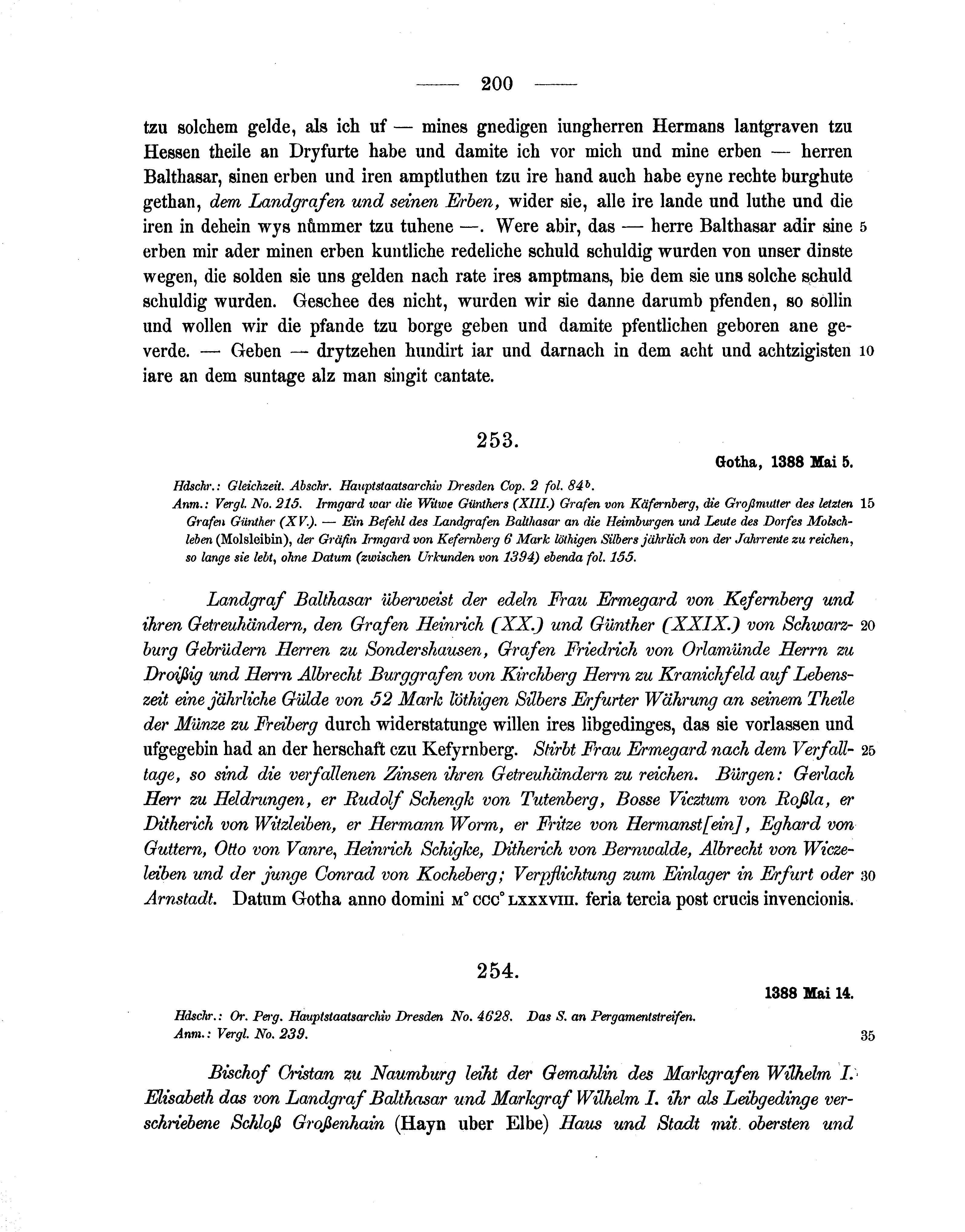 Historische Urkunde Seite 200 aus Band cds1b1