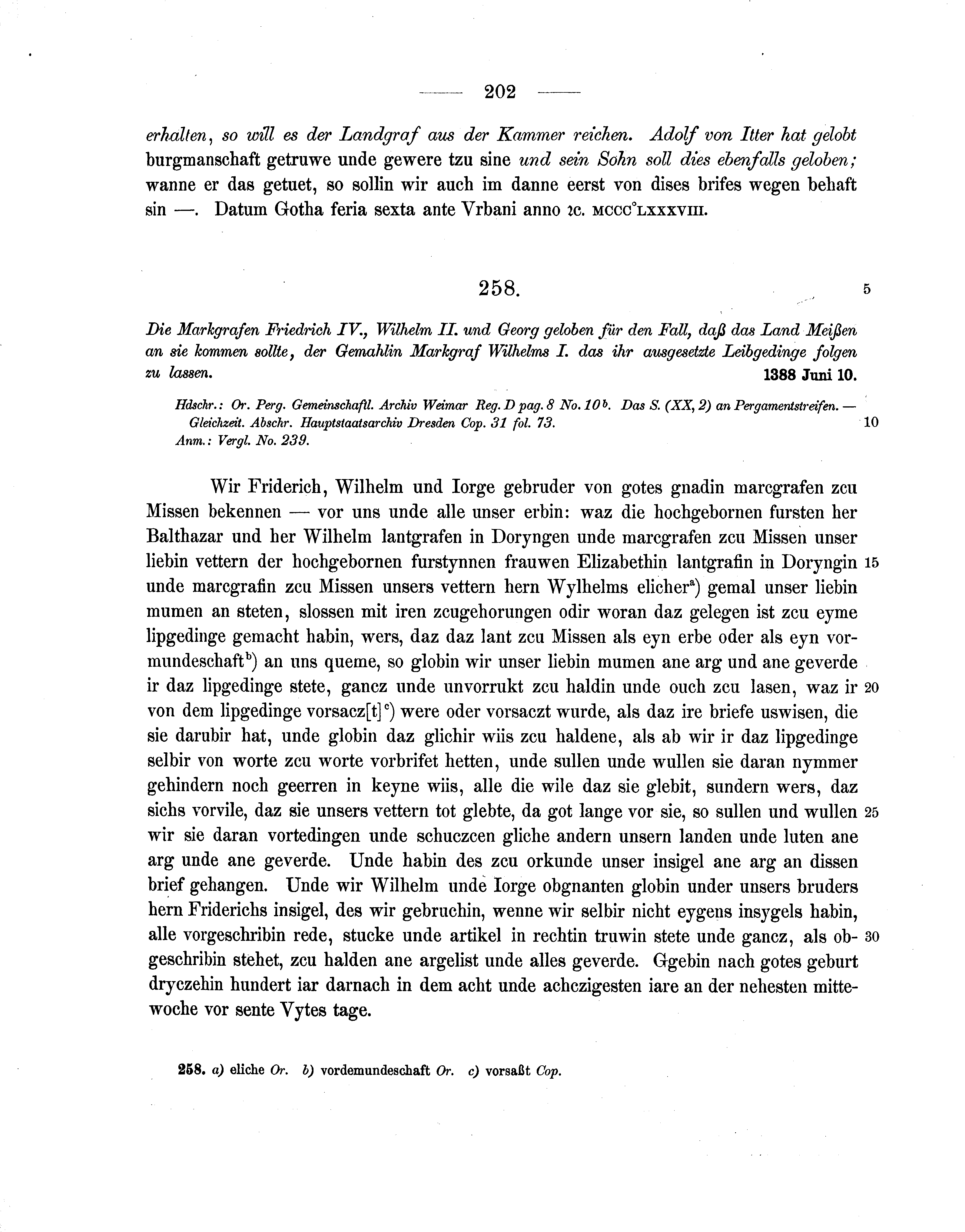 Historische Urkunde Seite 202 aus Band cds1b1