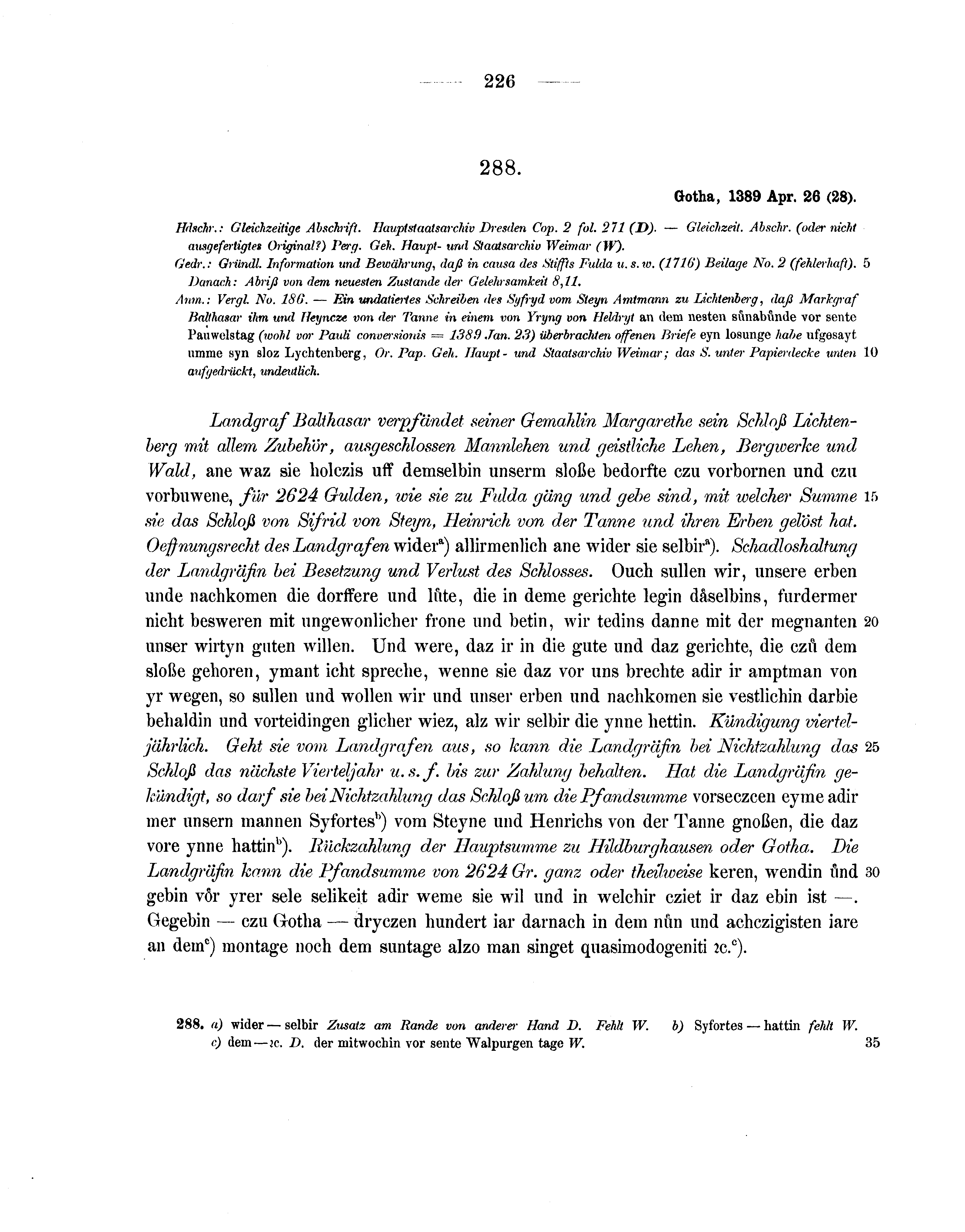 Historische Urkunde Seite 226 aus Band cds1b1