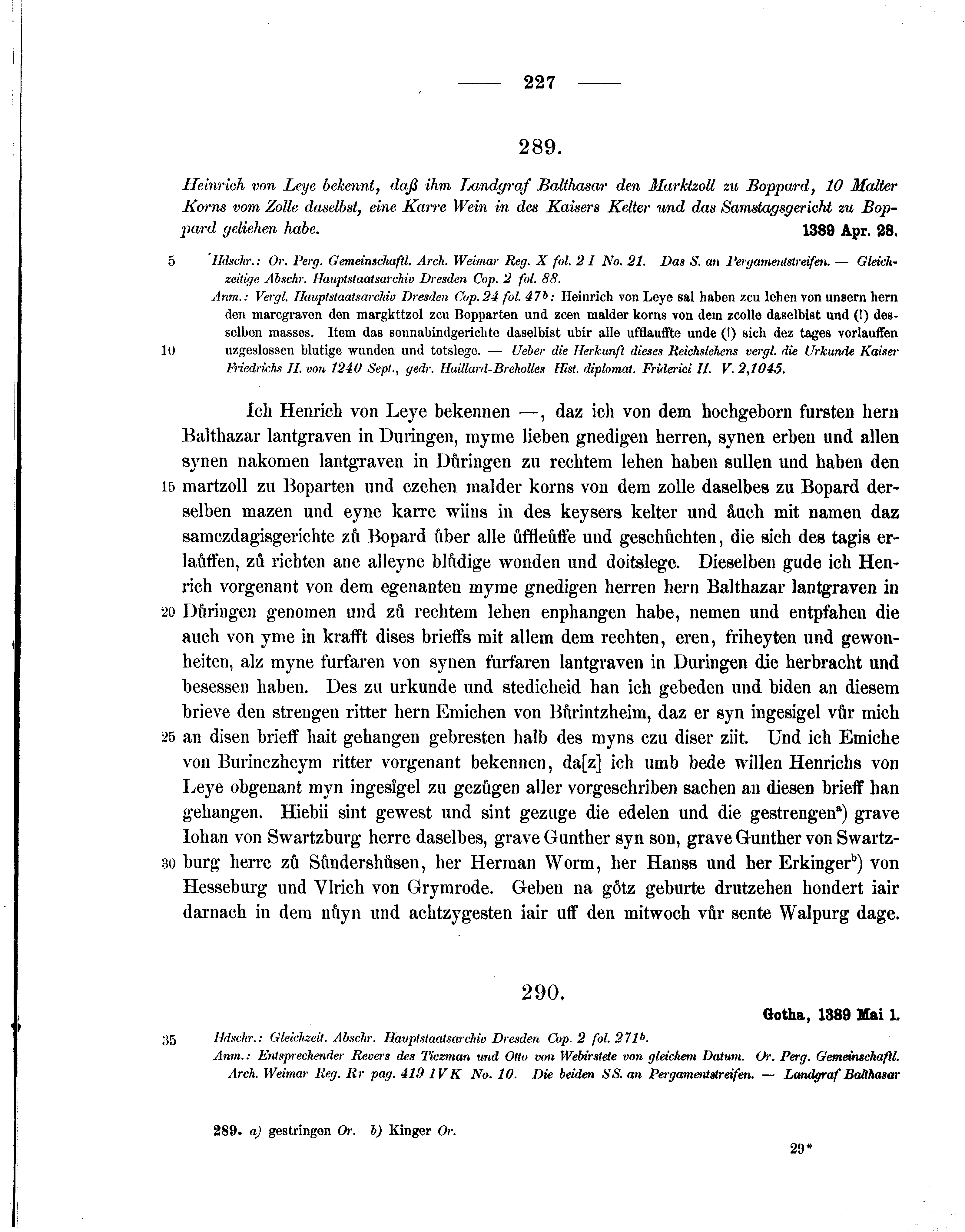 Historische Urkunde Seite 227 aus Band cds1b1