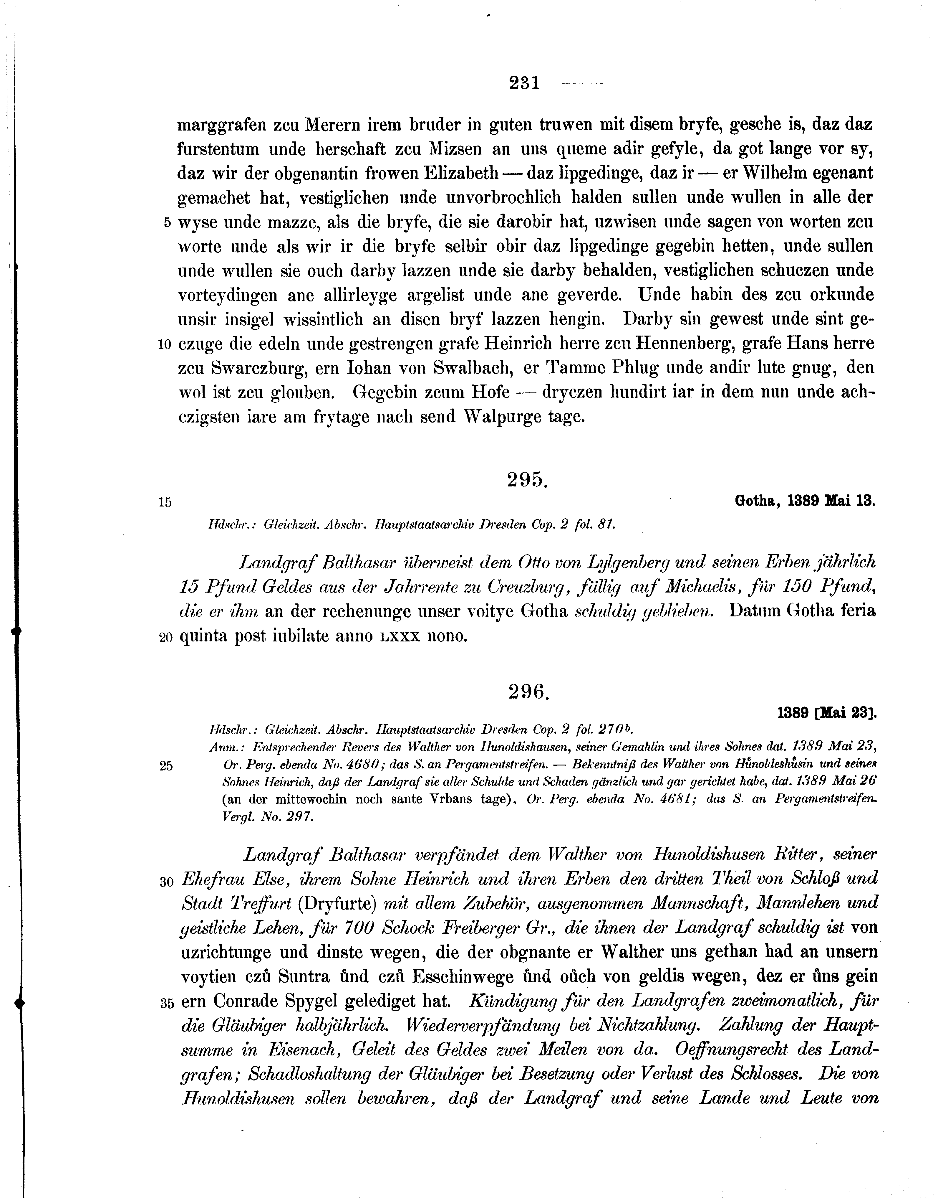 Historische Urkunde Seite 231 aus Band cds1b1