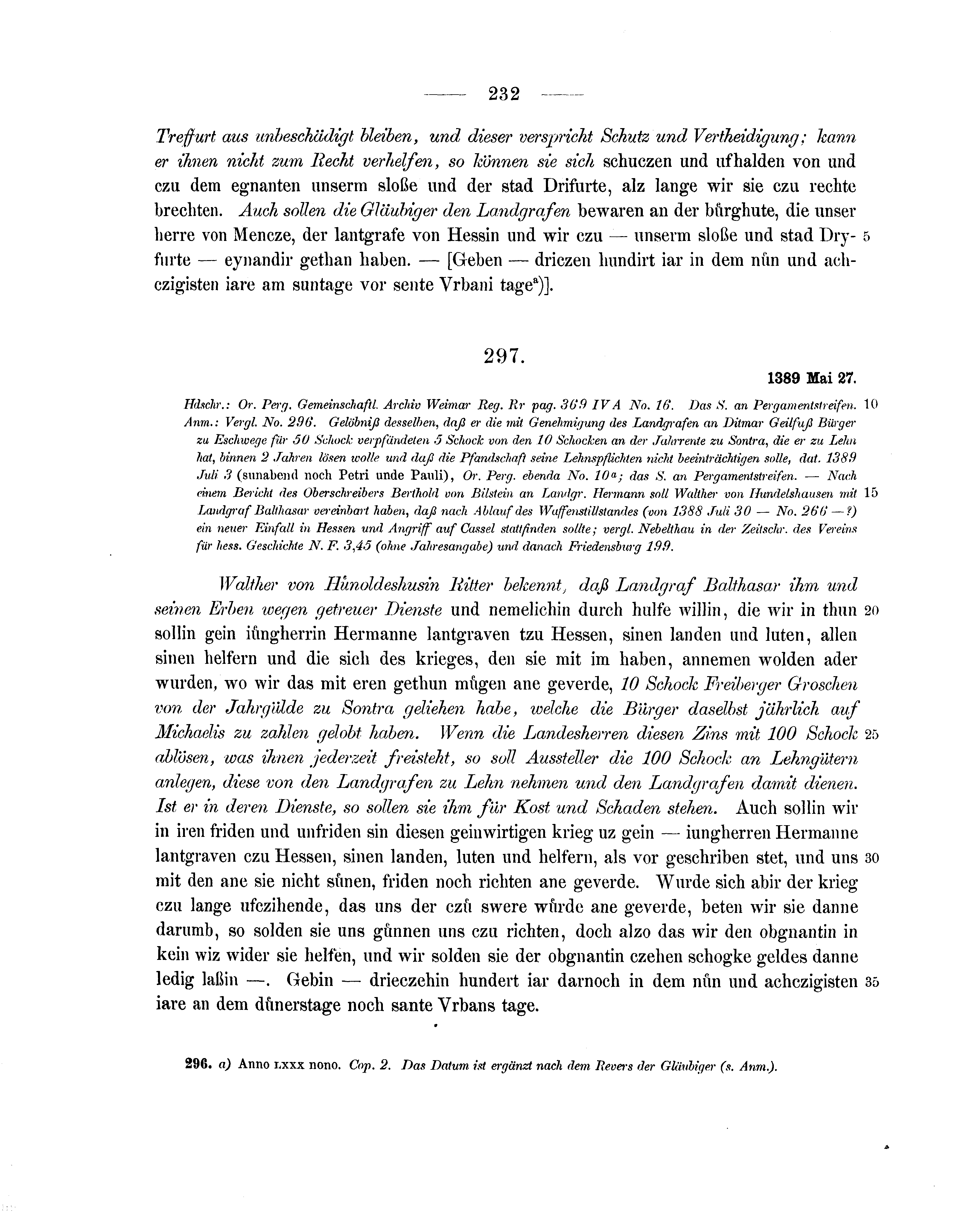Historische Urkunde Seite 232 aus Band cds1b1