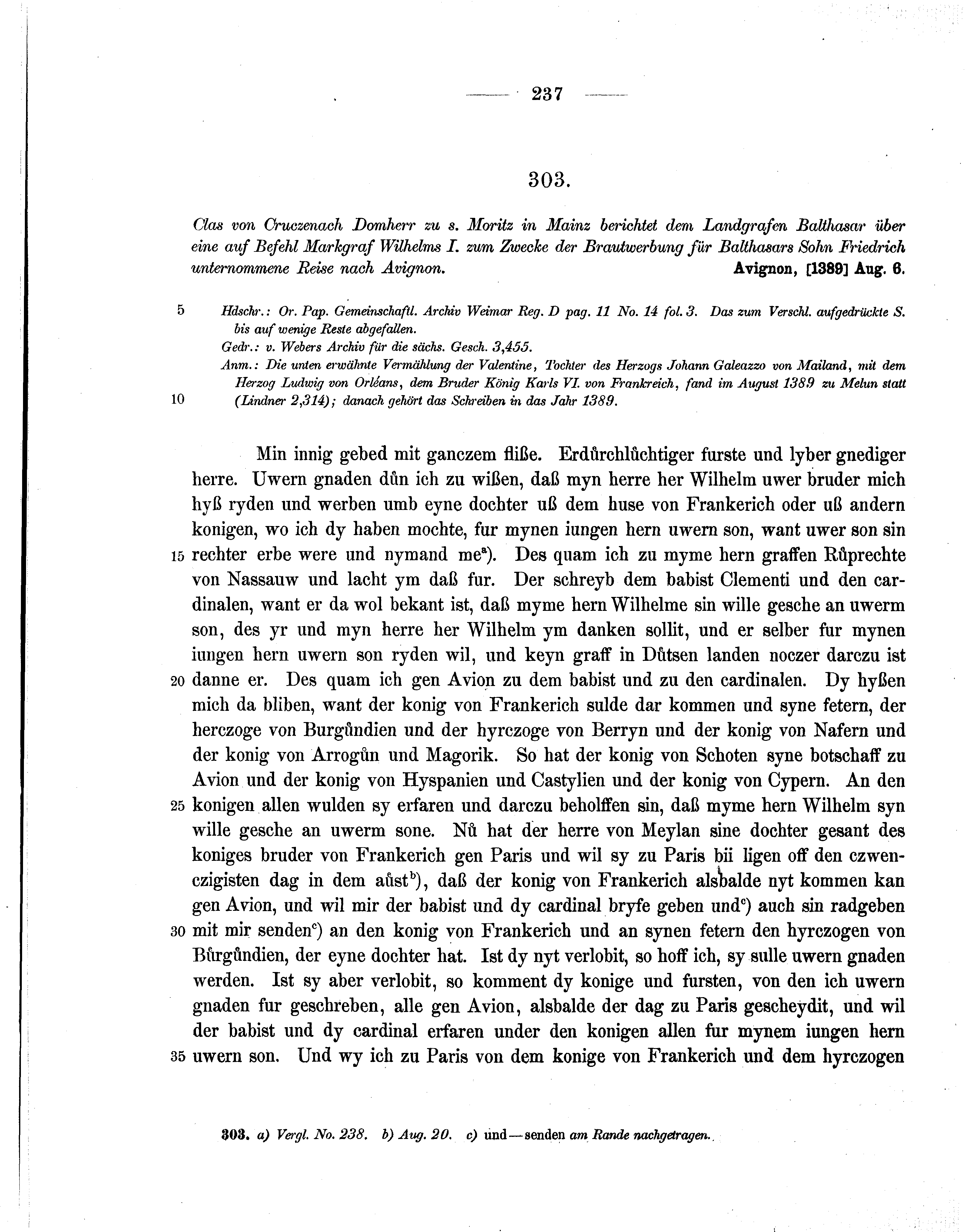 Historische Urkunde Seite 237 aus Band cds1b1