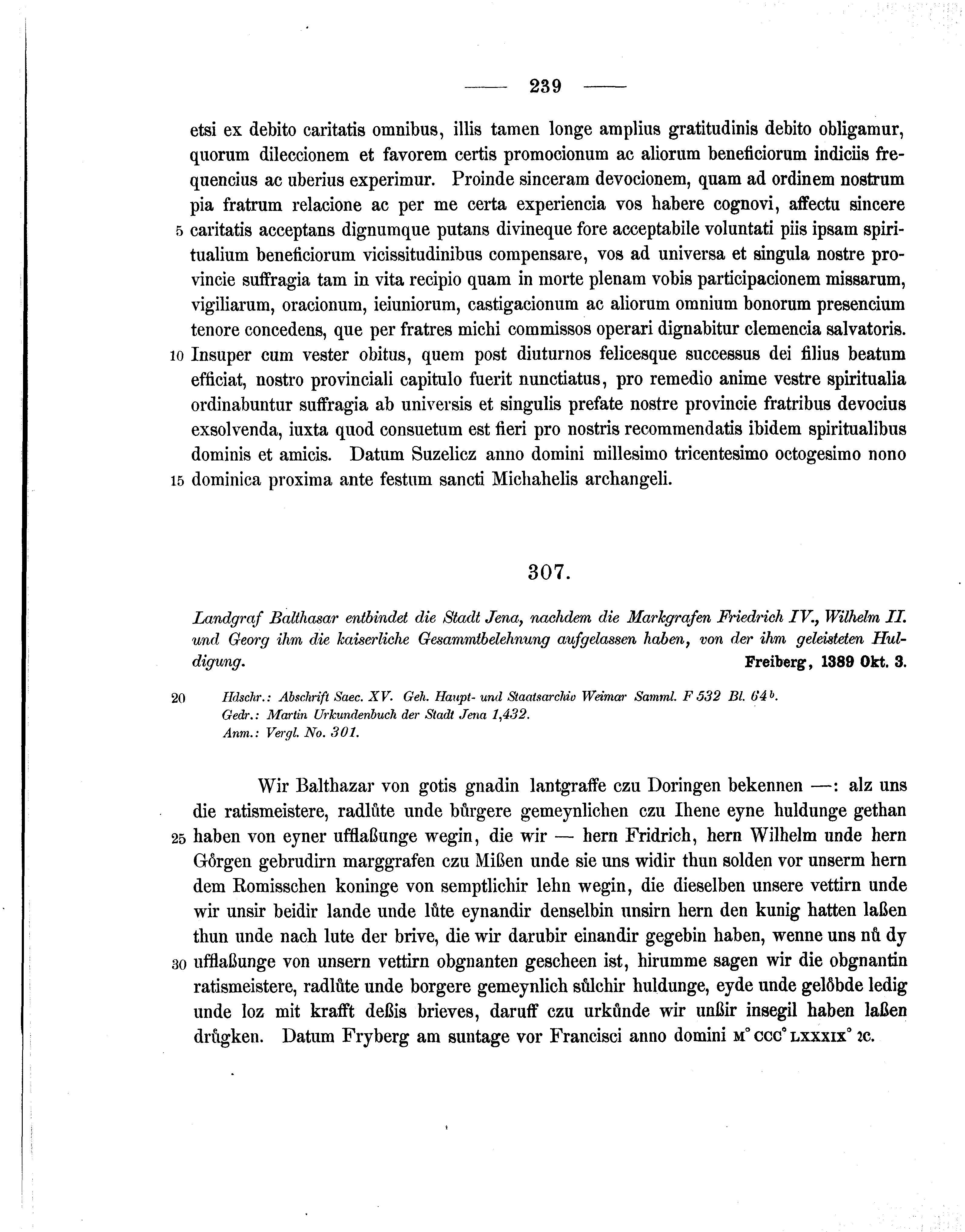 Historische Urkunde Seite 239 aus Band cds1b1