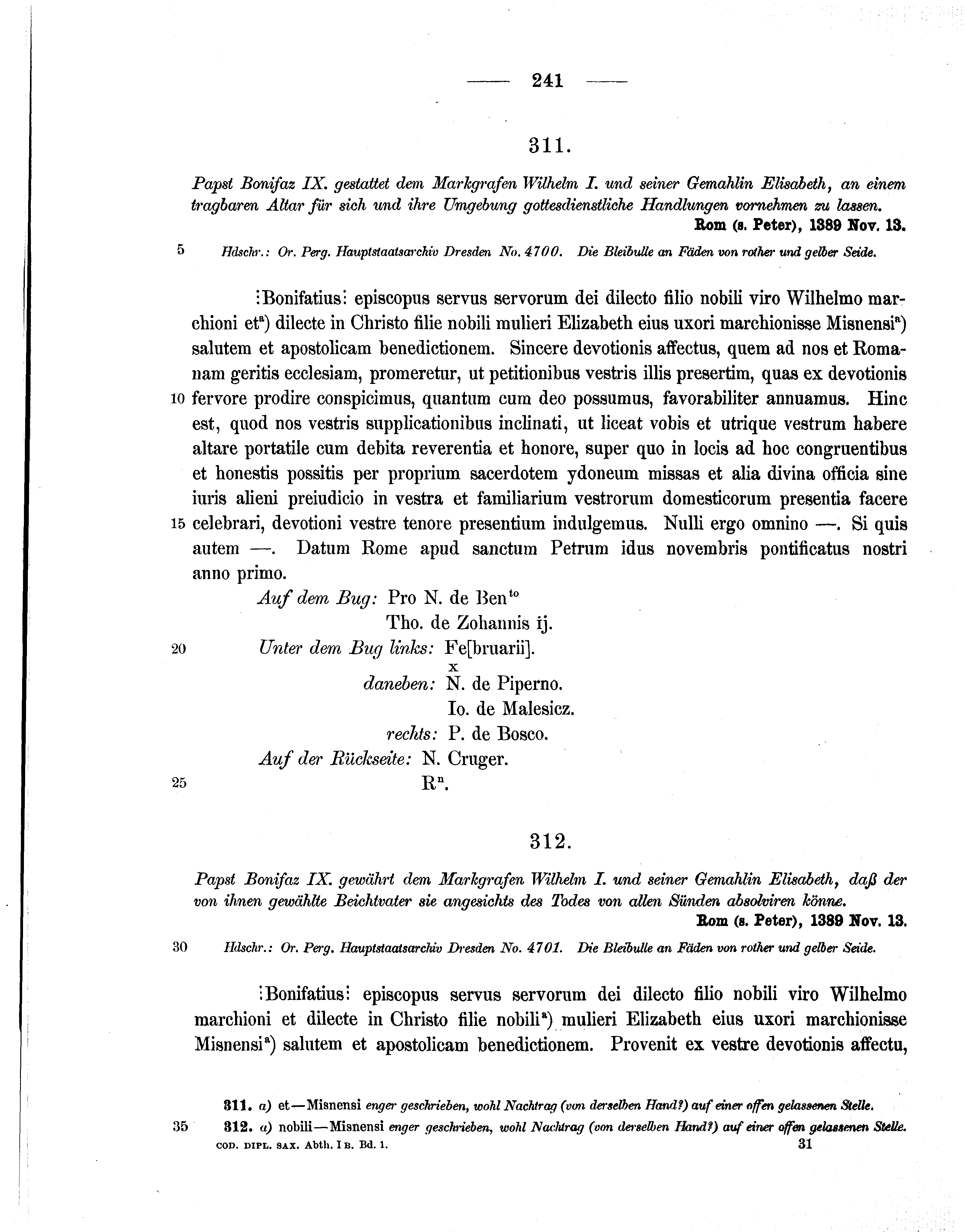 Historische Urkunde Seite 241 aus Band cds1b1