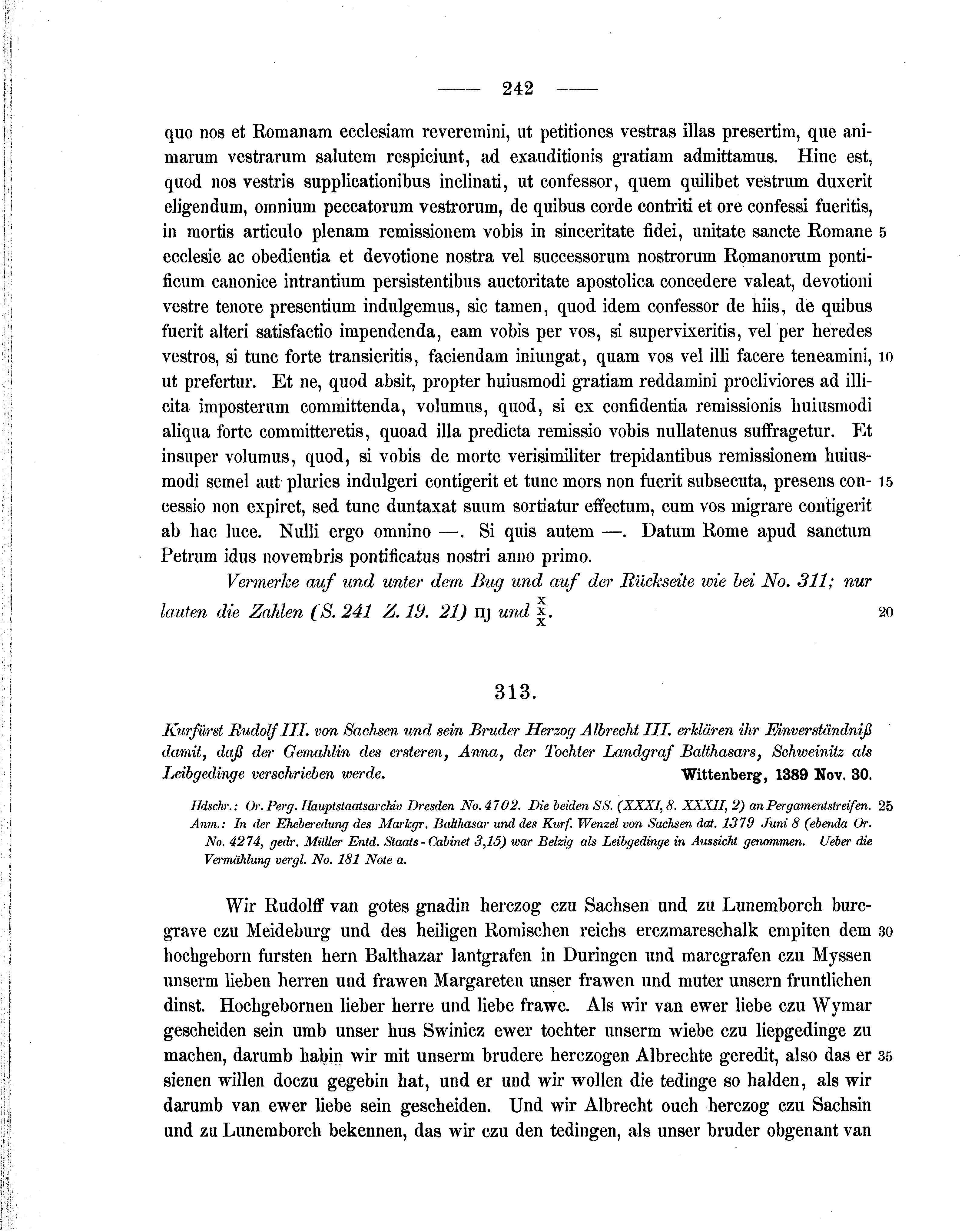 Historische Urkunde Seite 242 aus Band cds1b1