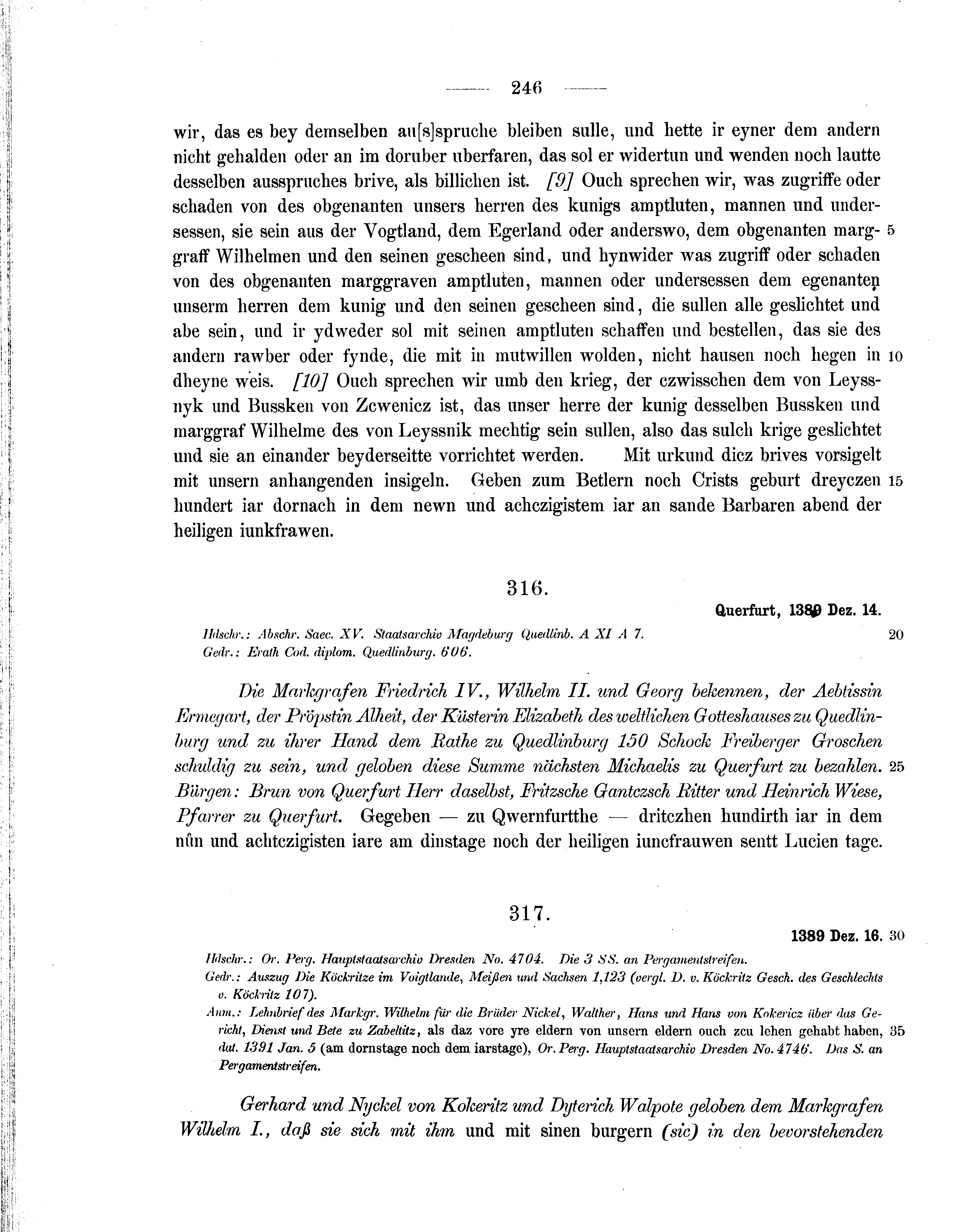 Historische Urkunde Seite 246 aus Band cds1b1