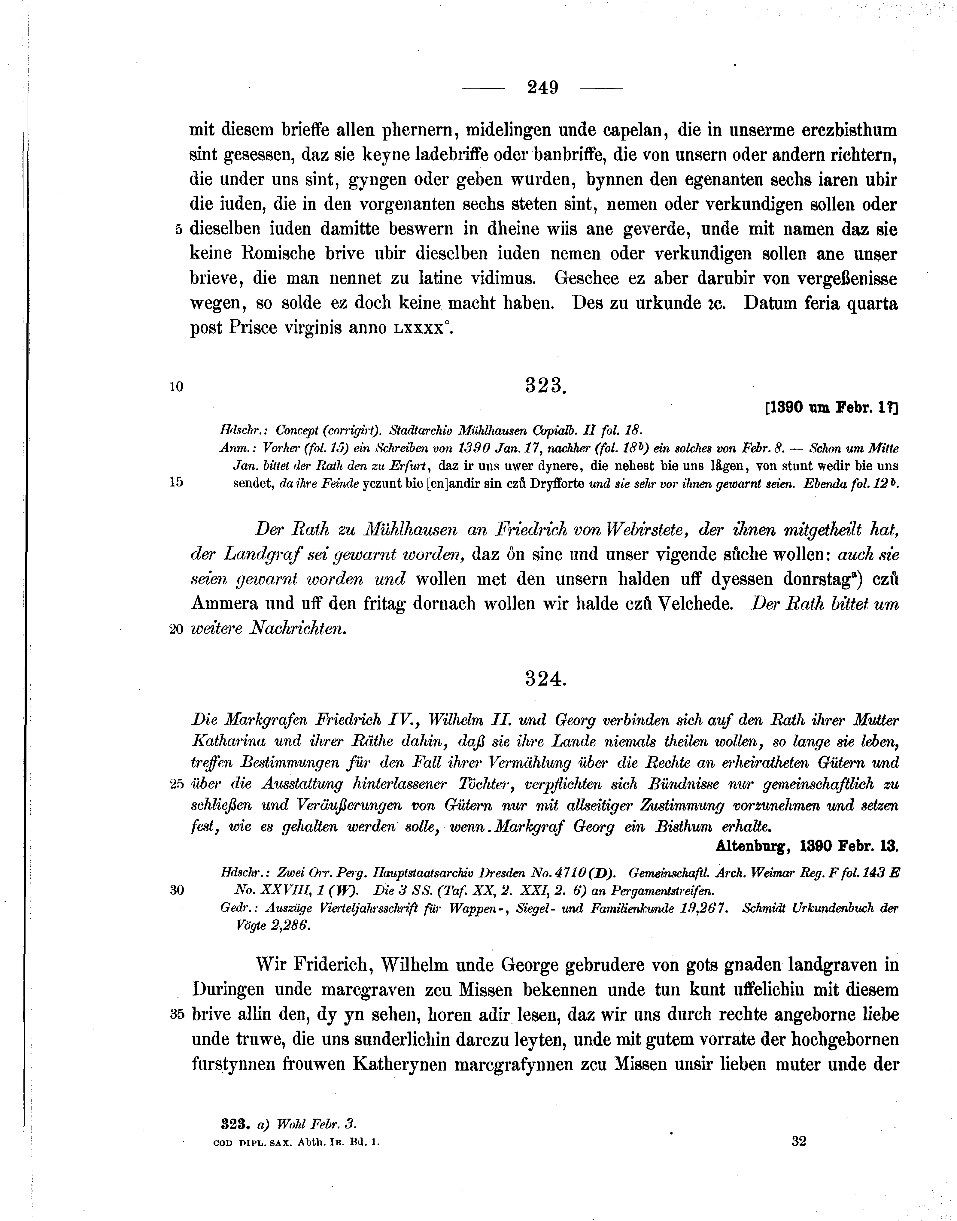 Historische Urkunde Seite 249 aus Band cds1b1