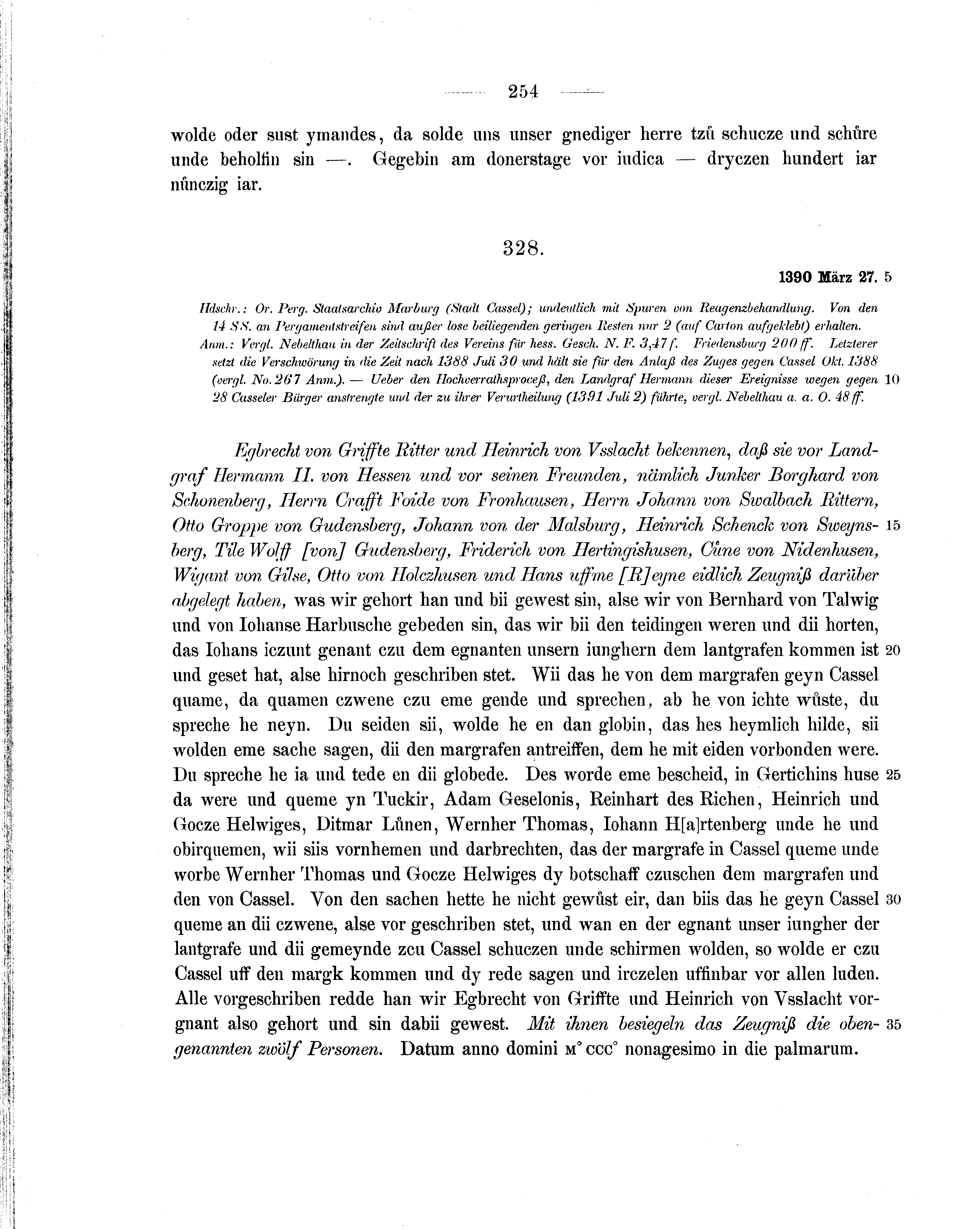 Historische Urkunde Seite 254 aus Band cds1b1