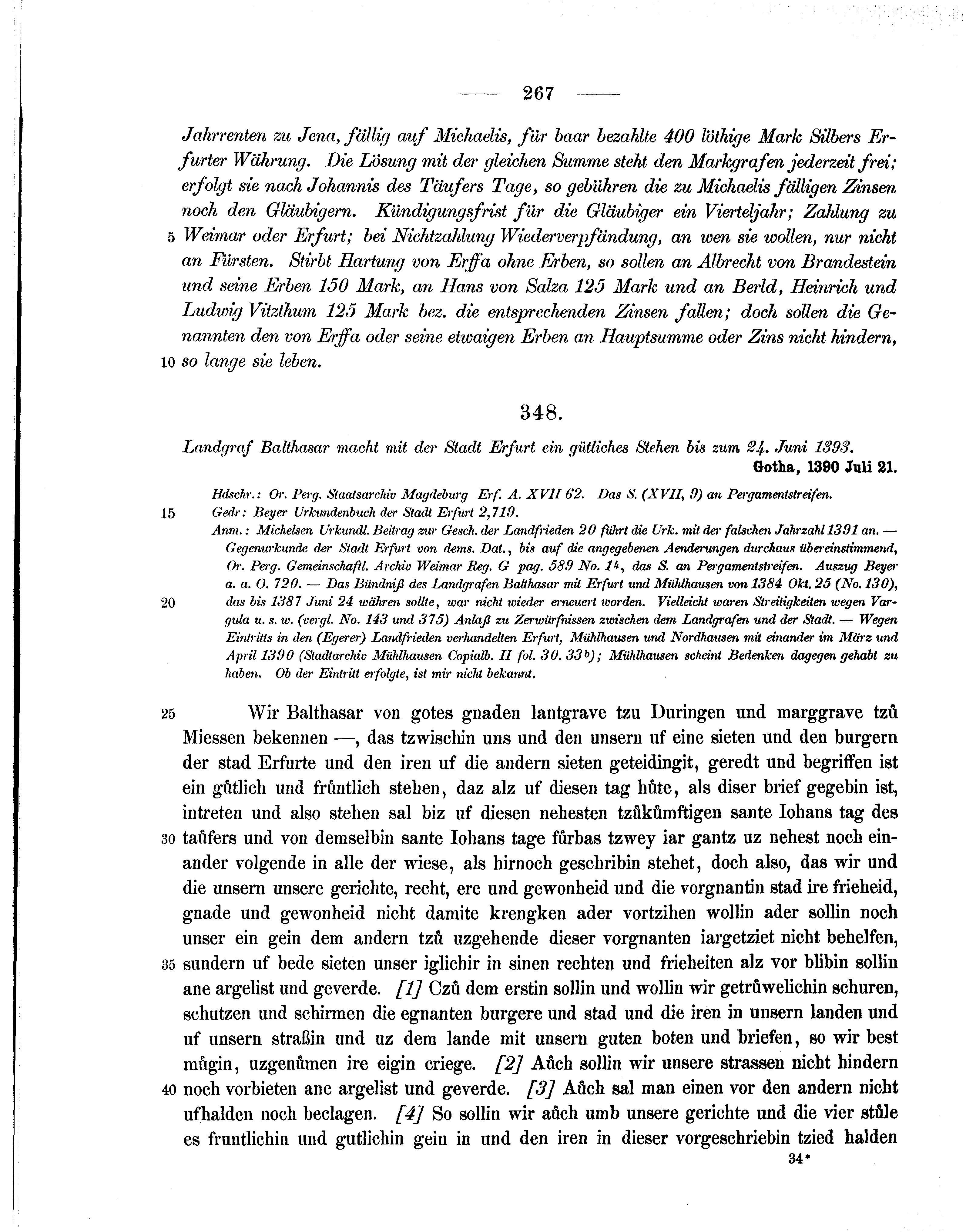 Historische Urkunde Seite 267 aus Band cds1b1