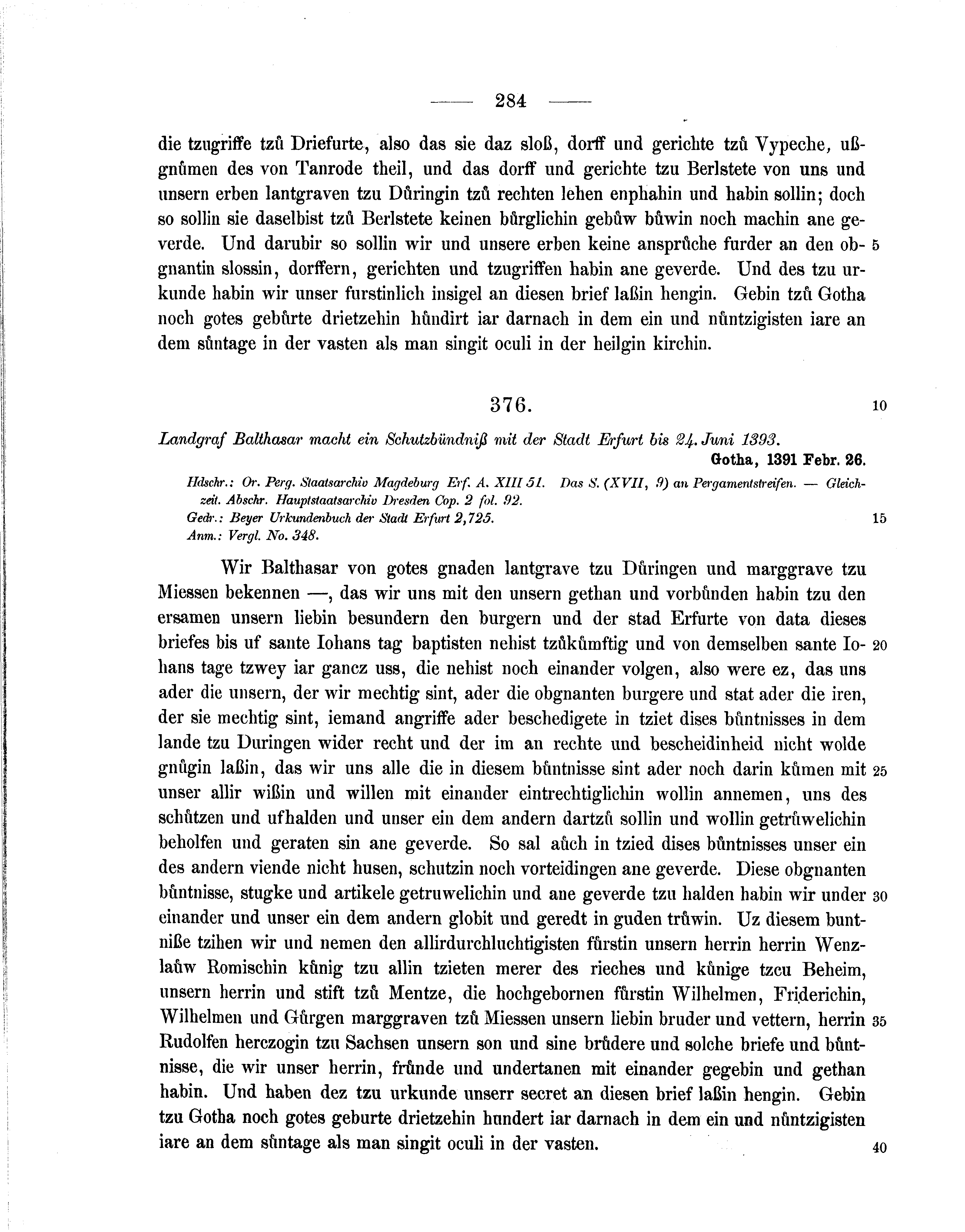 Historische Urkunde Seite 284 aus Band cds1b1