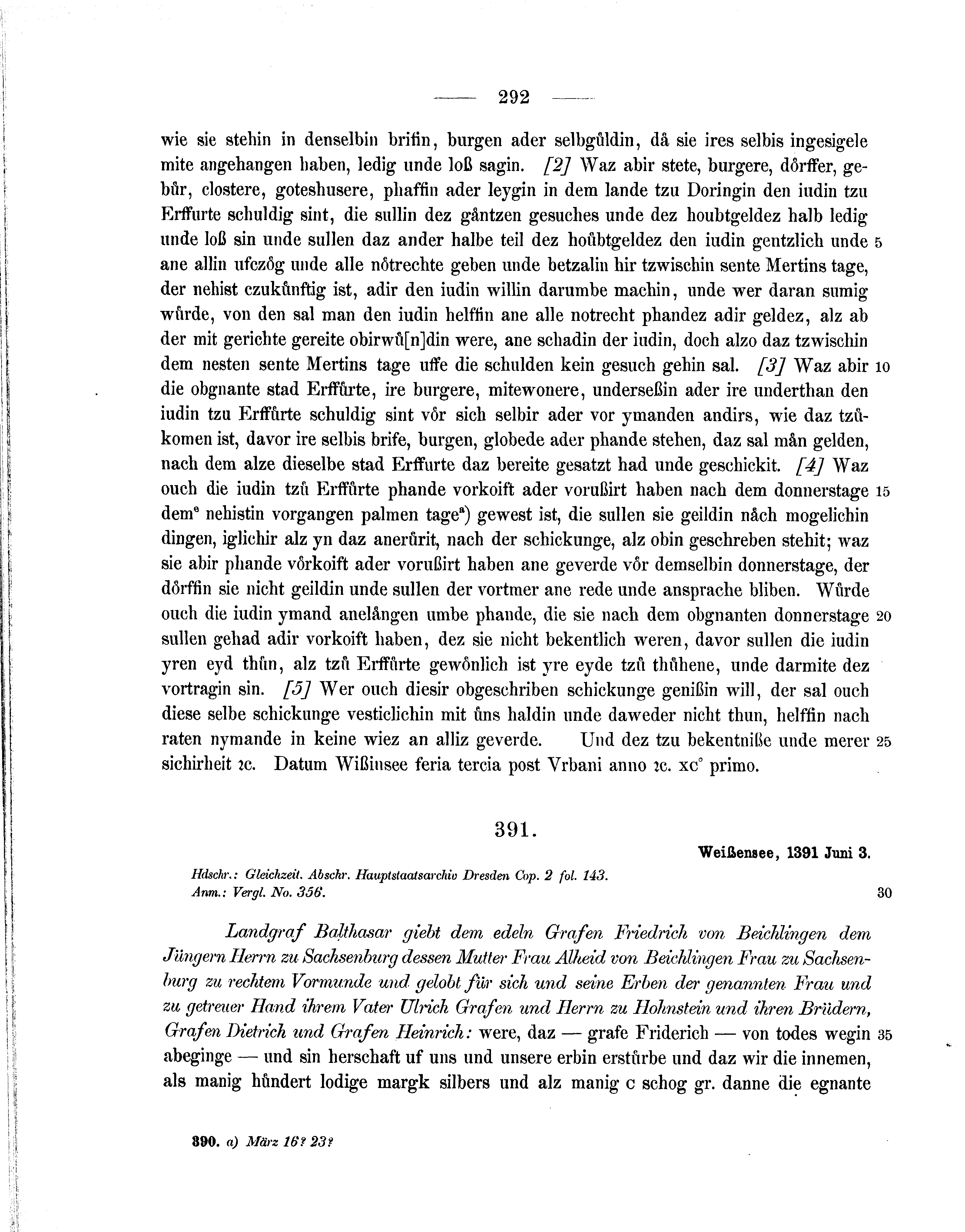 Historische Urkunde Seite 292 aus Band cds1b1