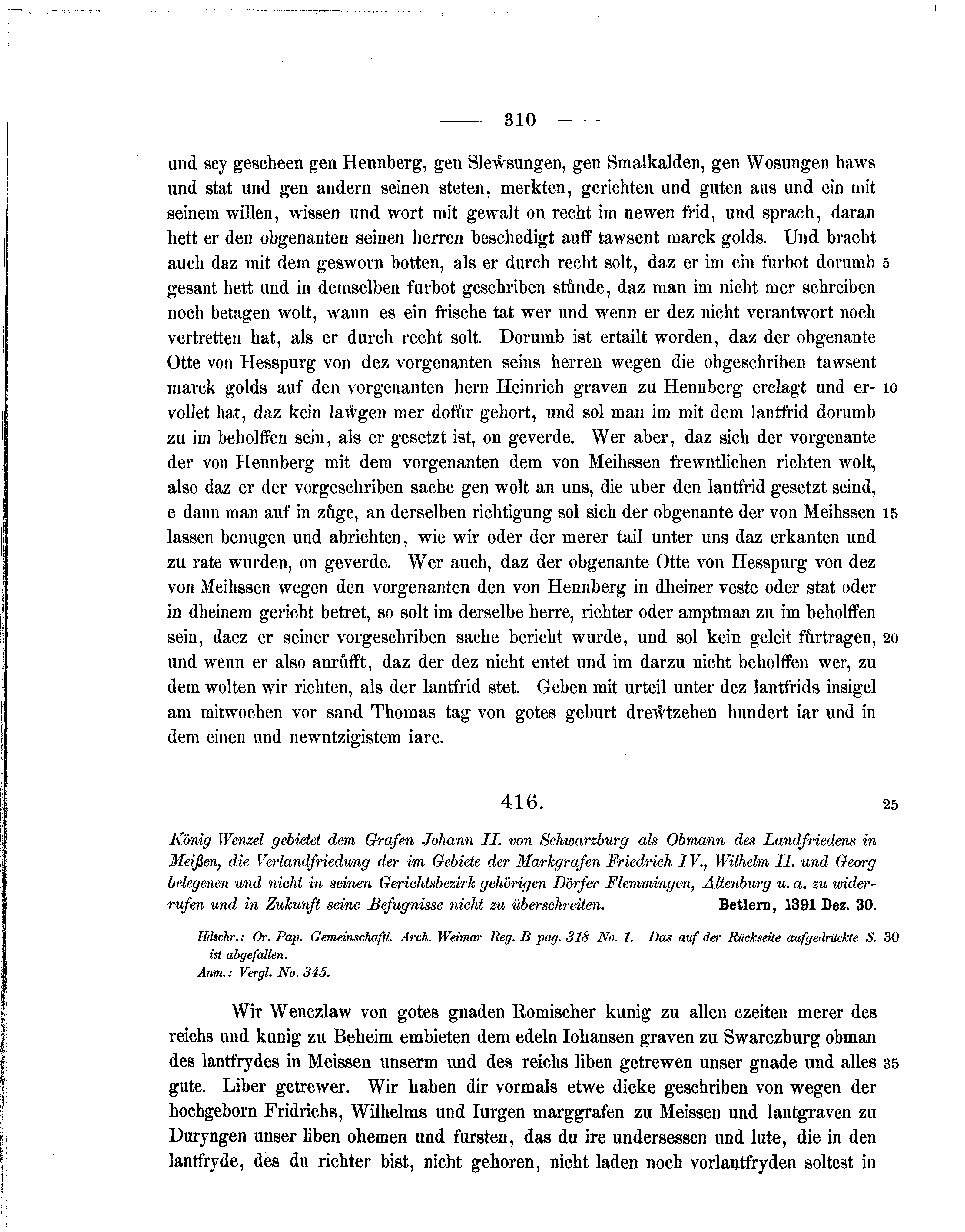 Historische Urkunde Seite 310 aus Band cds1b1