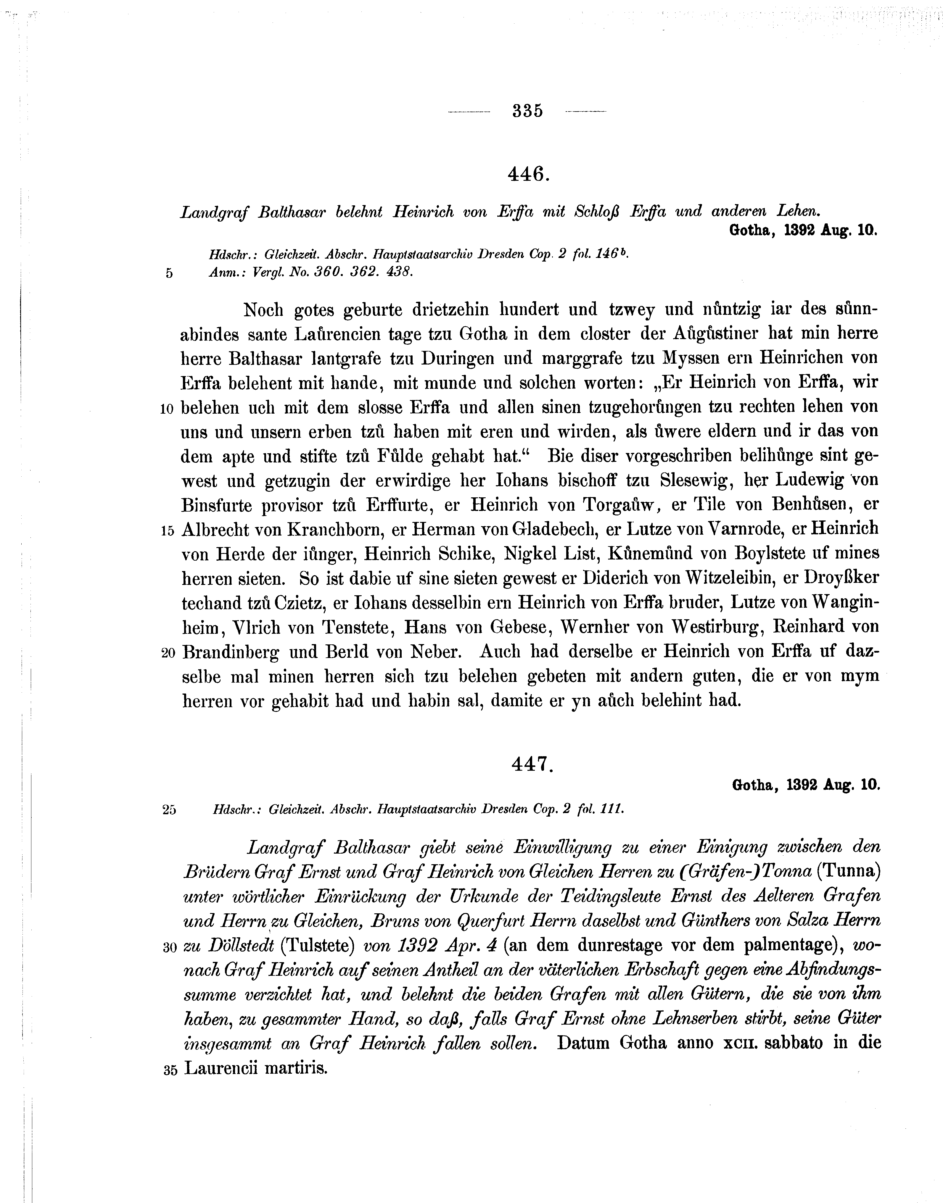 Historische Urkunde Seite 335 aus Band cds1b1