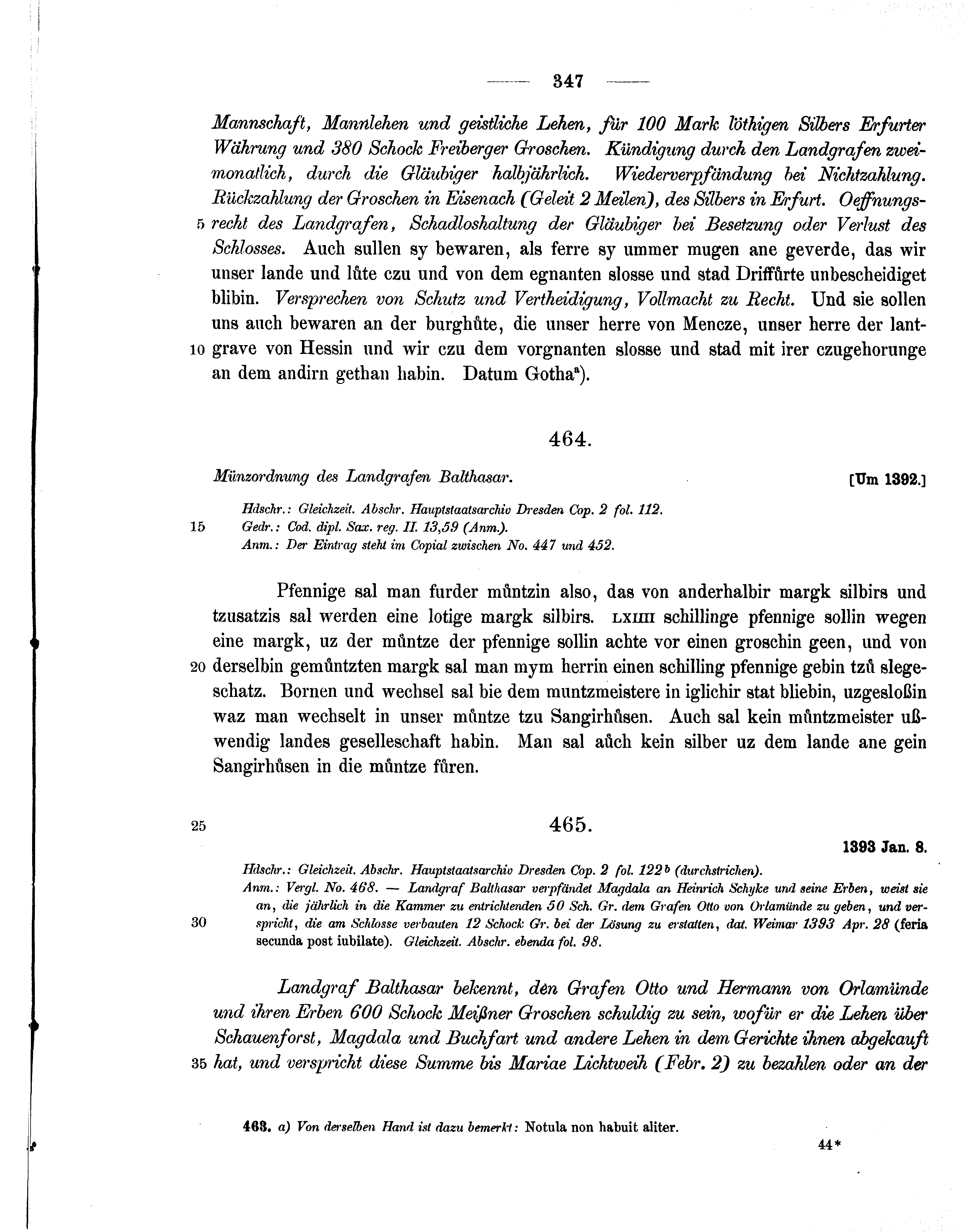 Historische Urkunde Seite 347 aus Band cds1b1