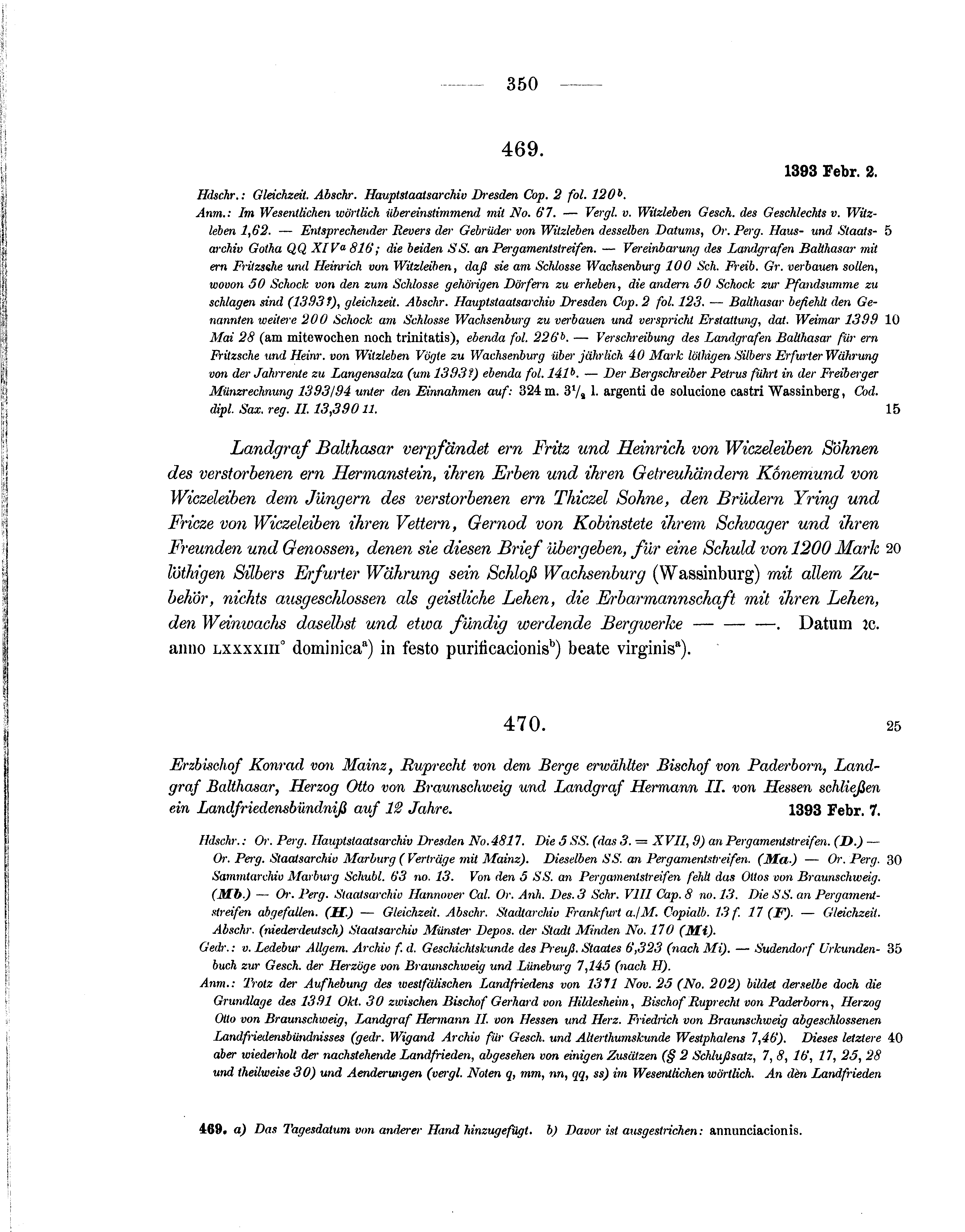 Historische Urkunde Seite 350 aus Band cds1b1