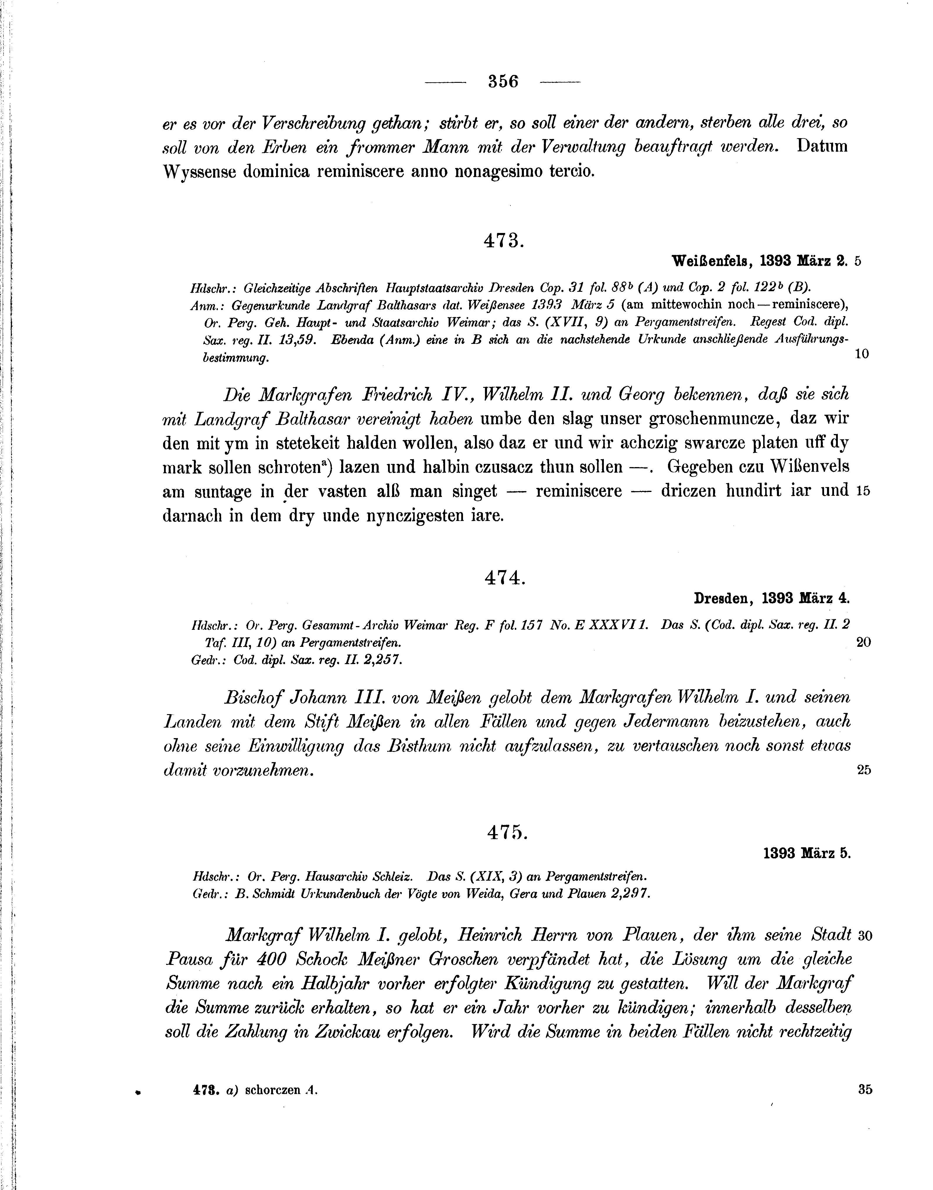 Historische Urkunde Seite 356 aus Band cds1b1