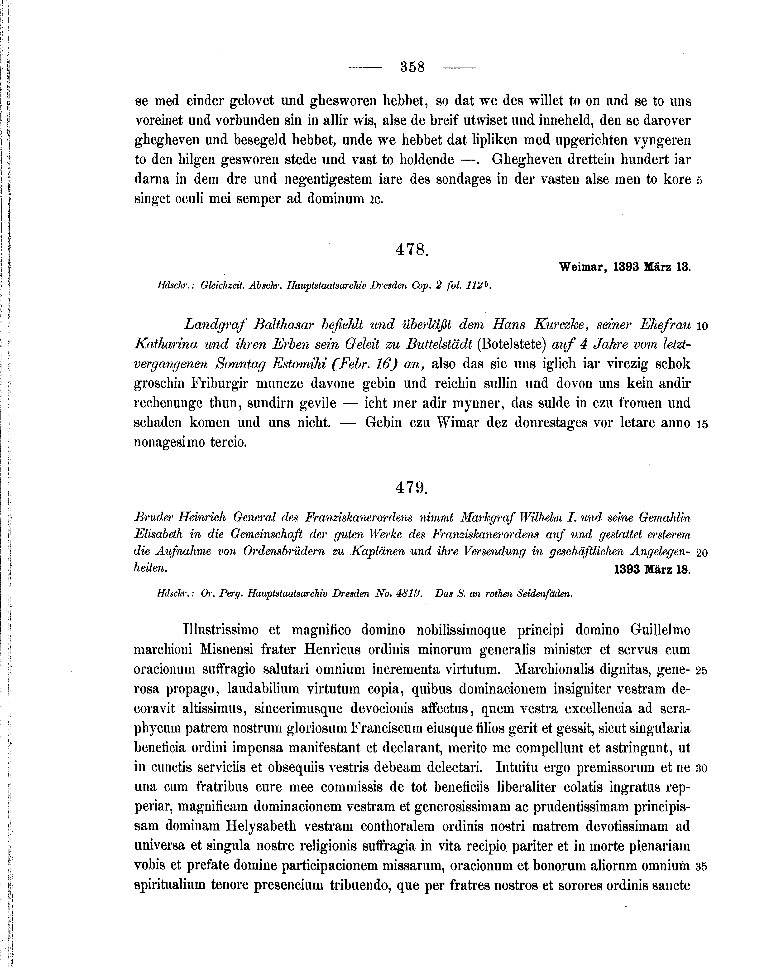 Historische Urkunde Seite 358 aus Band cds1b1