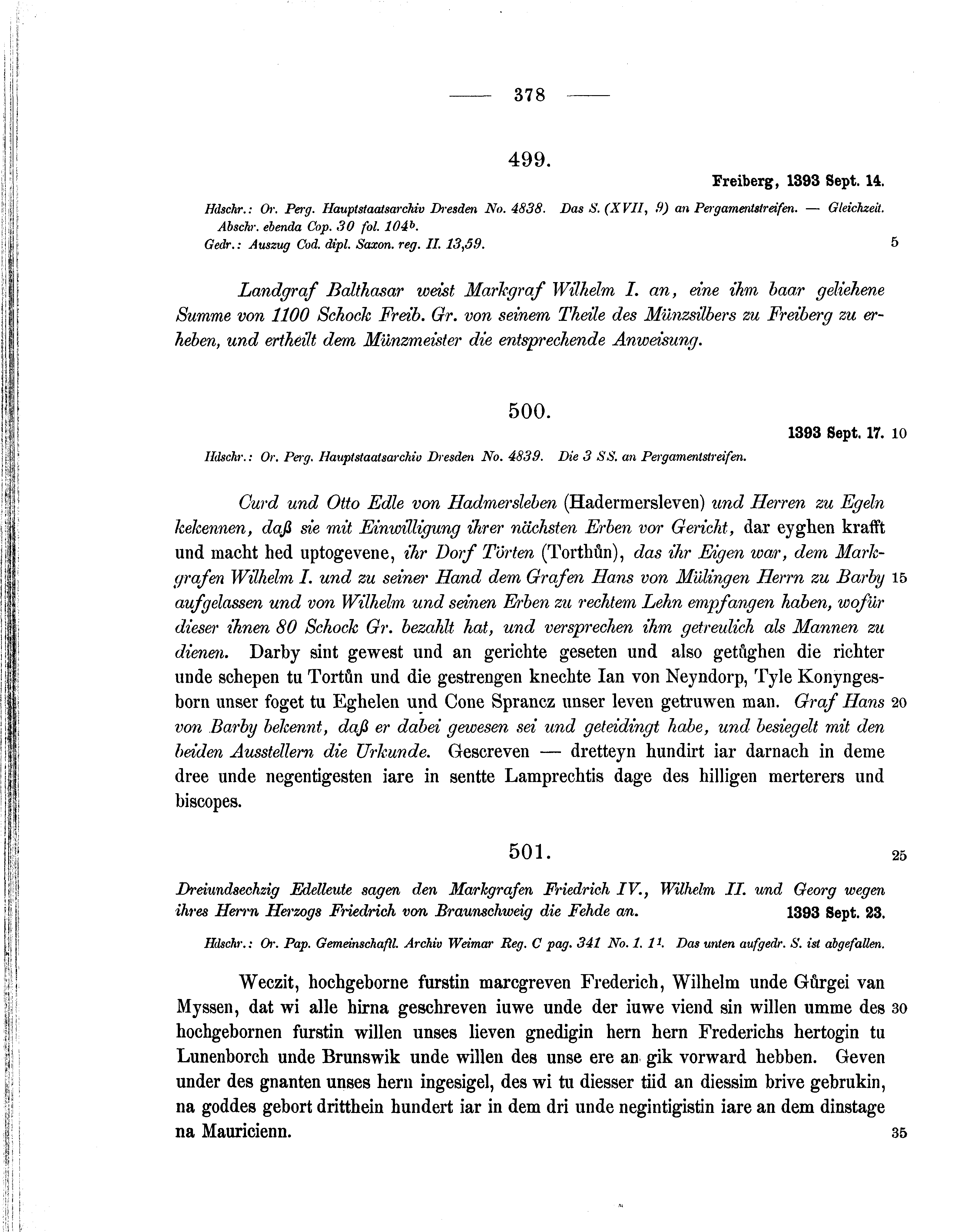 Historische Urkunde Seite 378 aus Band cds1b1