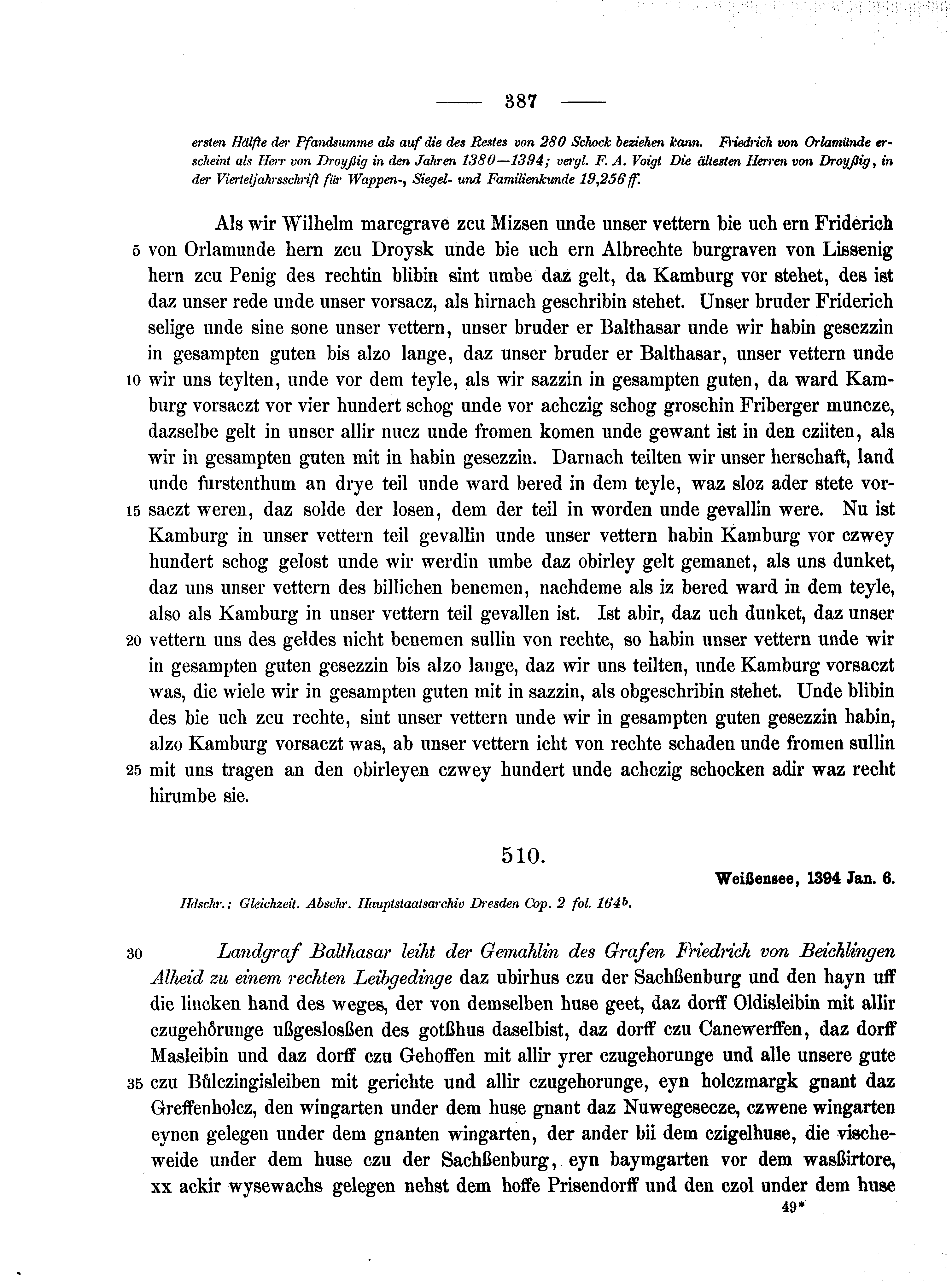 Historische Urkunde Seite 387 aus Band cds1b1