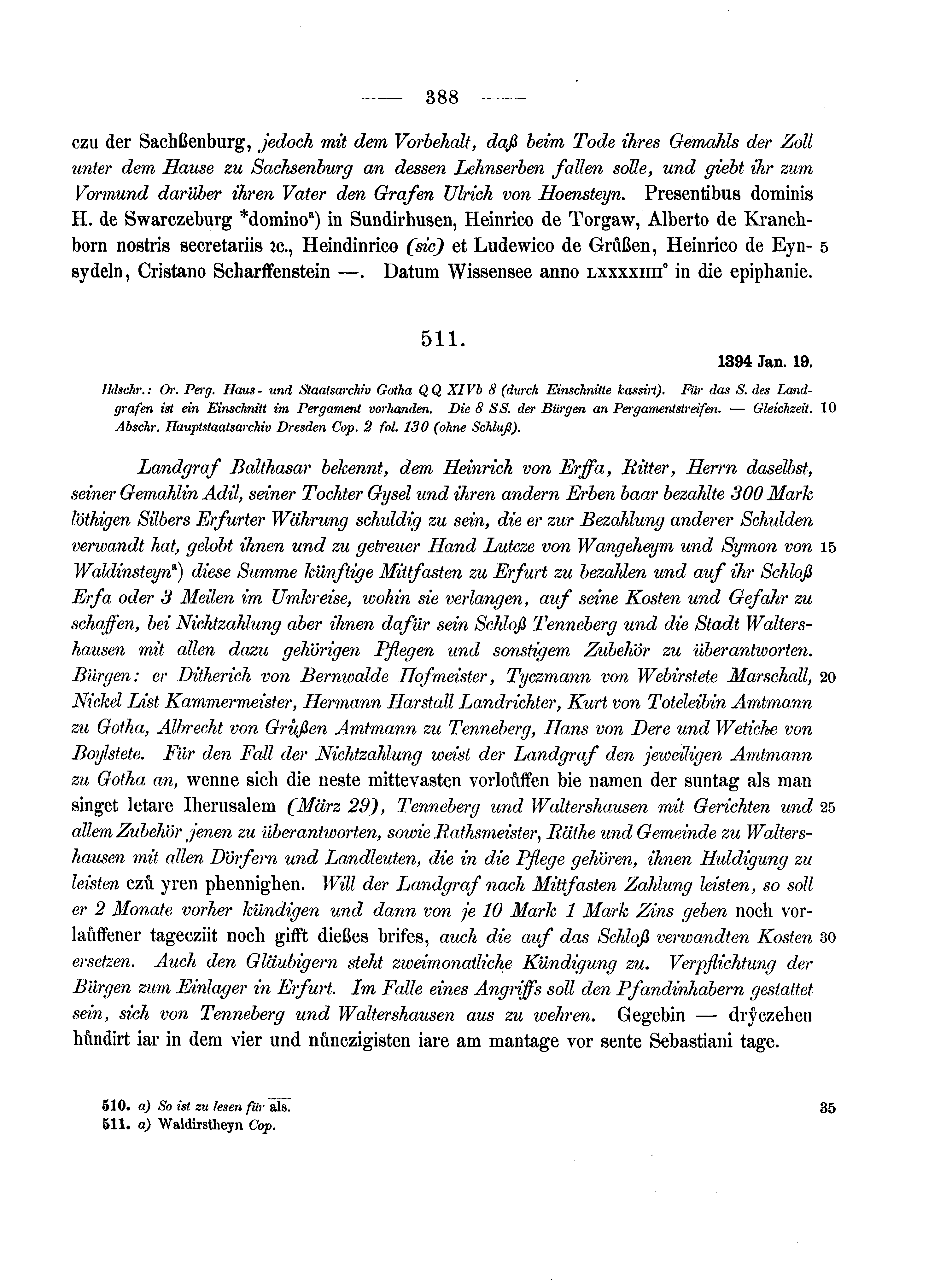 Historische Urkunde Seite 388 aus Band cds1b1