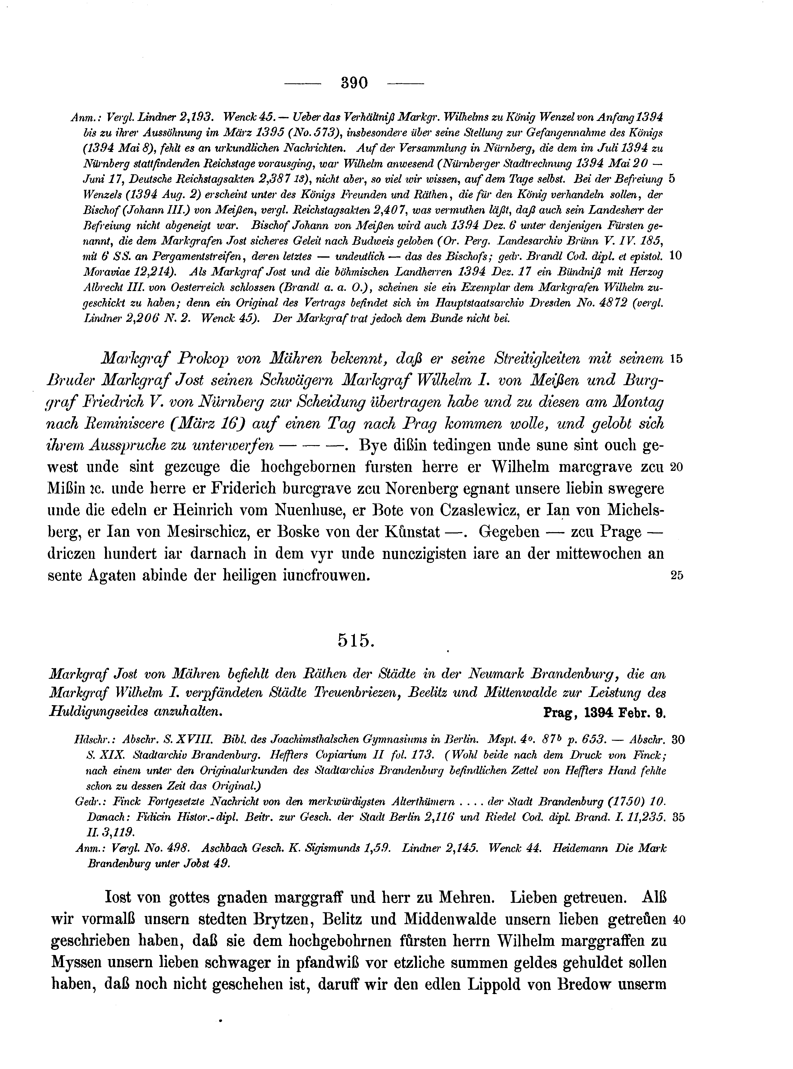 Historische Urkunde Seite 390 aus Band cds1b1