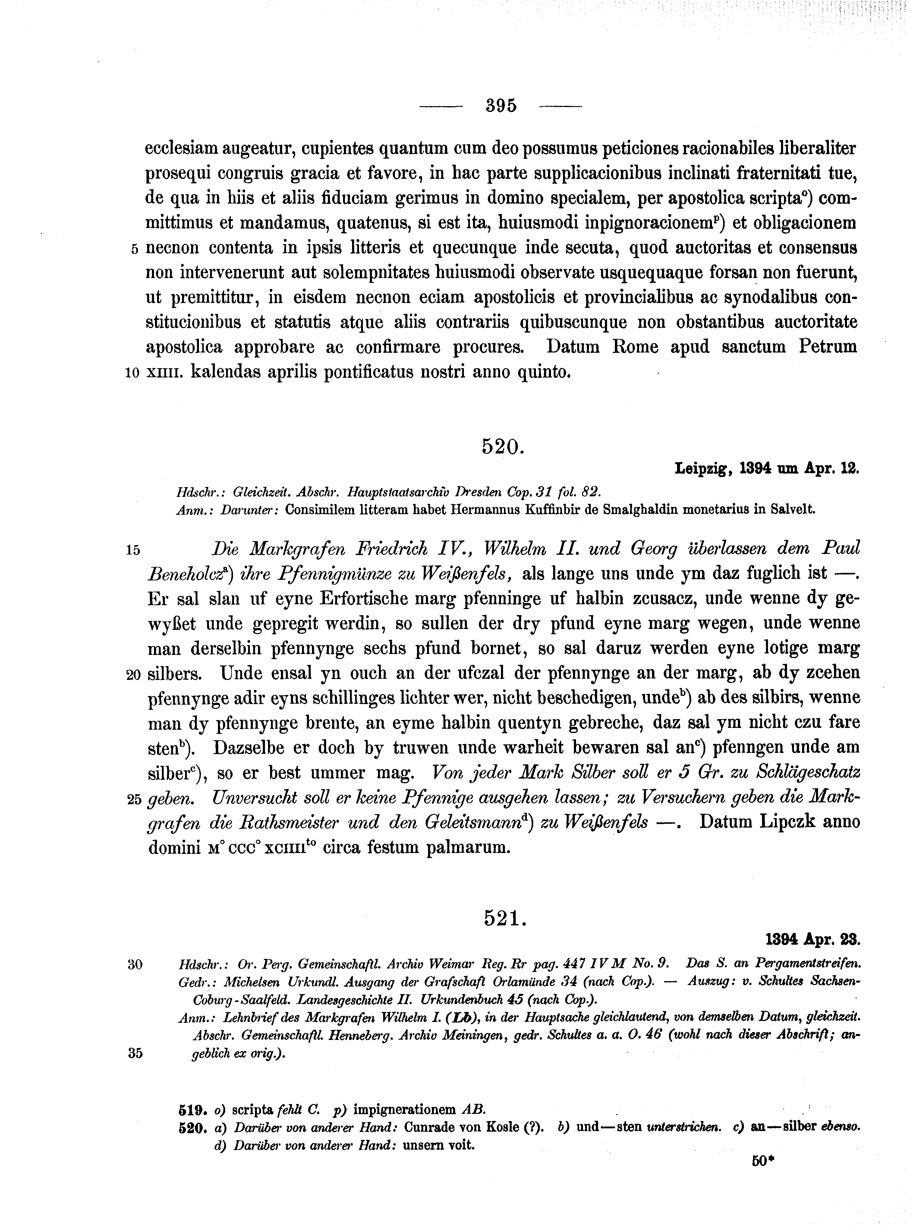 Historische Urkunde Seite 395 aus Band cds1b1